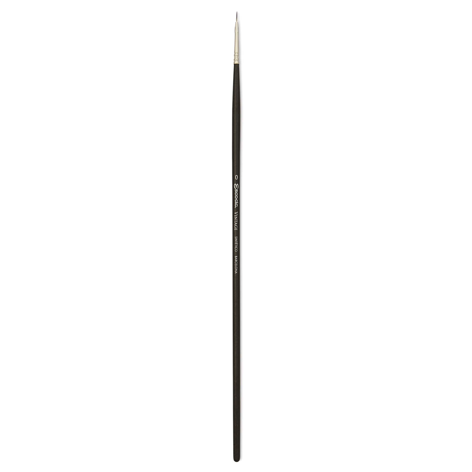 Escoda Vintage Synthetic Brush - Flat, Long Handle, Size 0