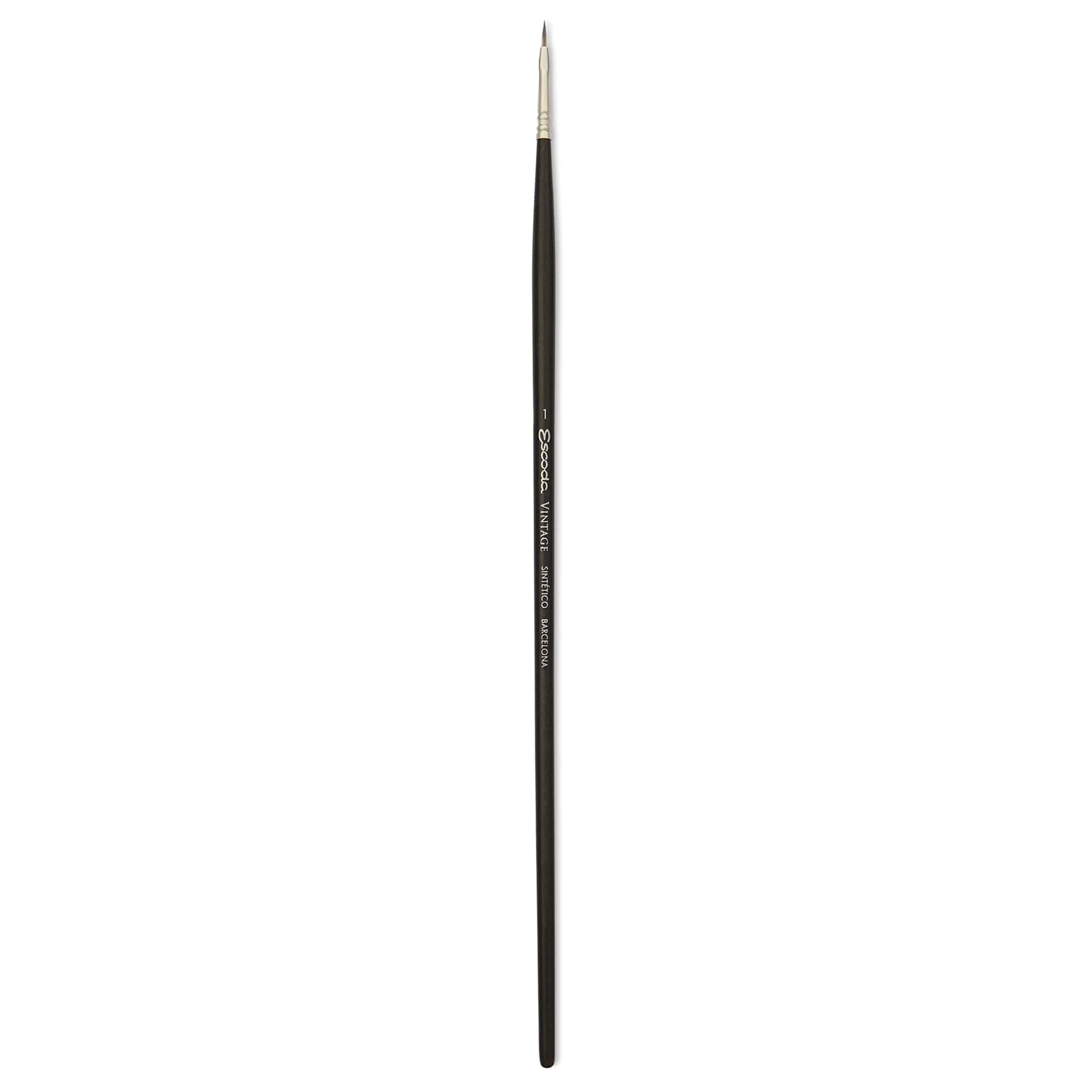 Escoda Vintage Synthetic Brush - Flat, Long Handle, Size 1
