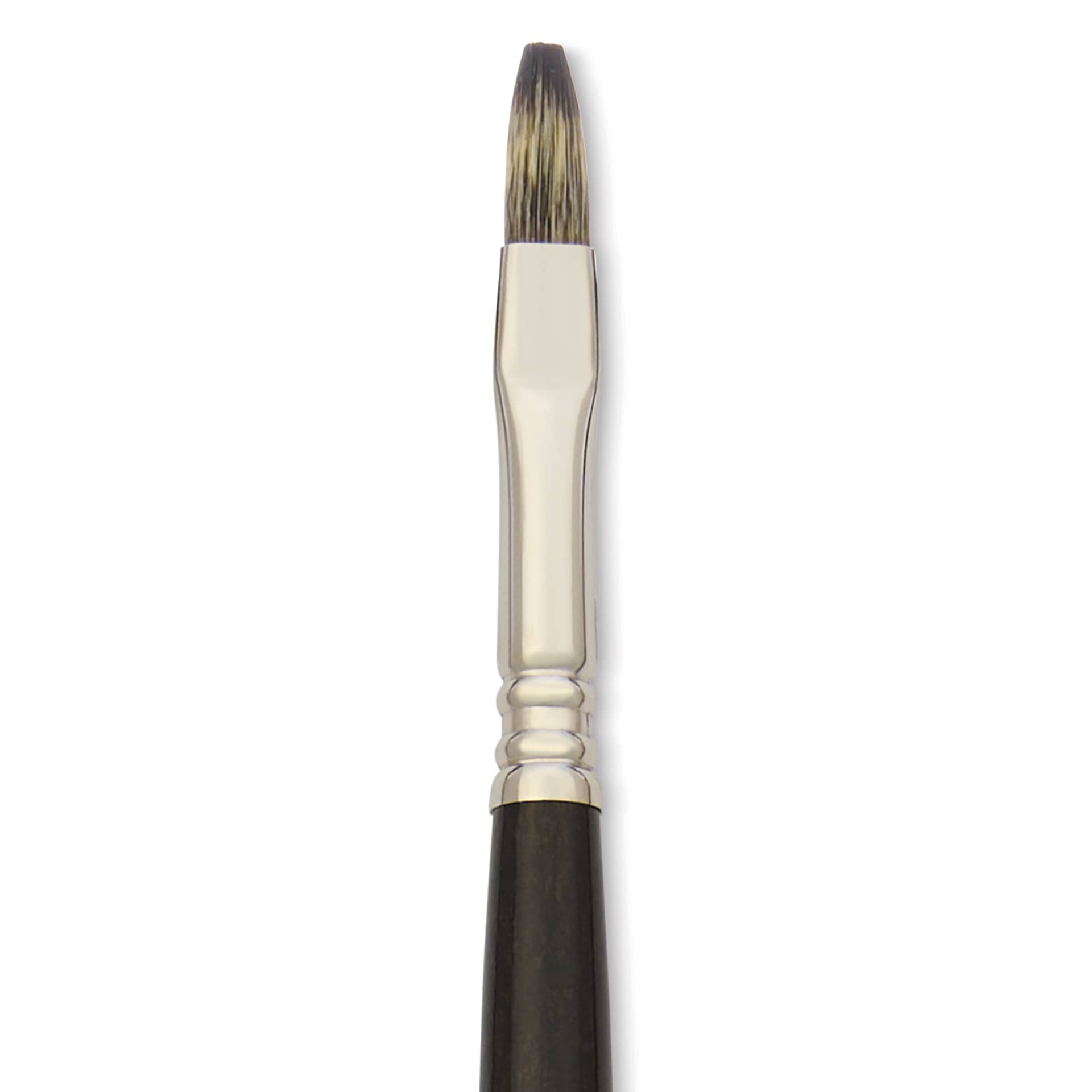Escoda Vintage Synthetic Brush - Flat, Long Handle, Size 6, close-up