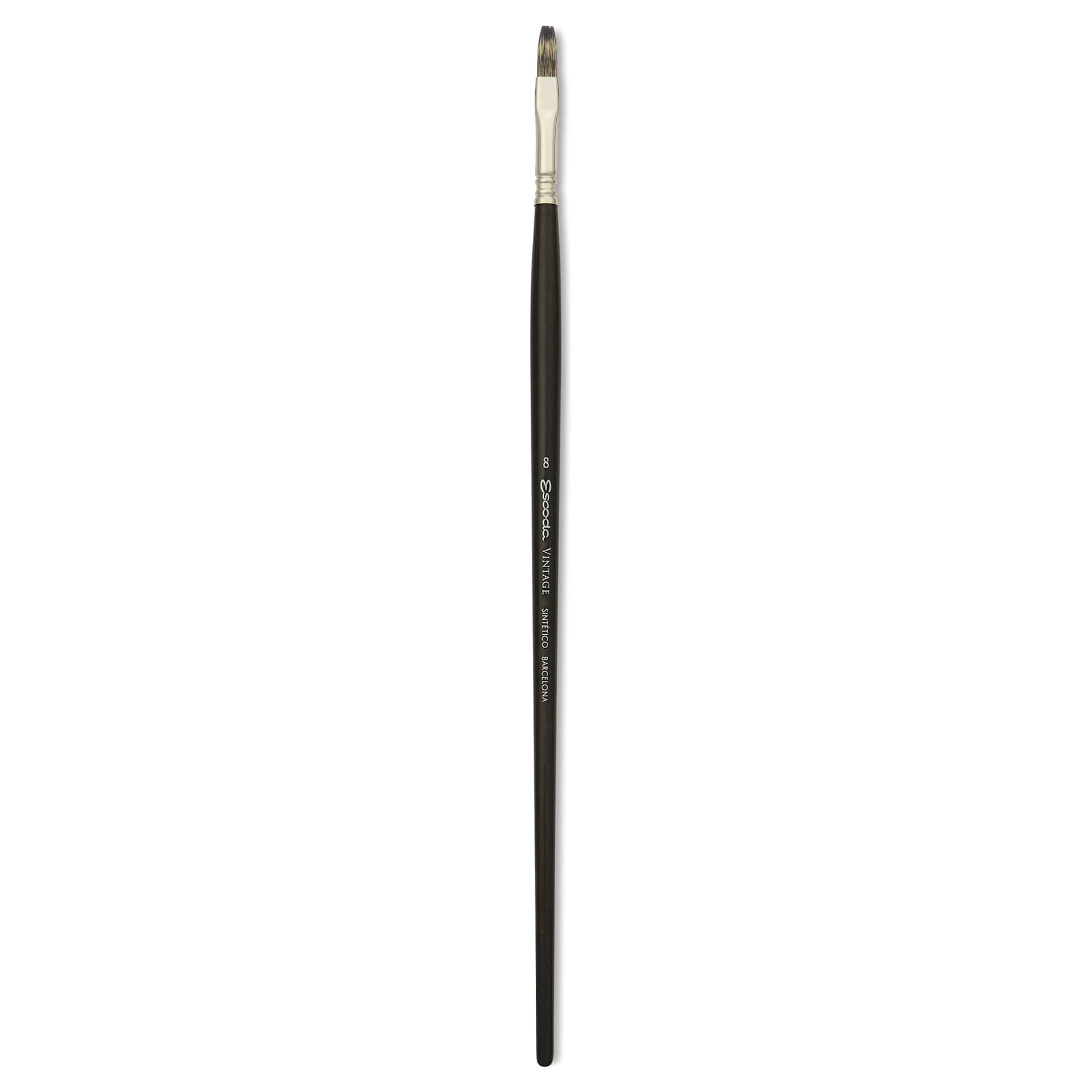 Escoda Vintage Synthetic Brush - Flat, Long Handle, Size 8
