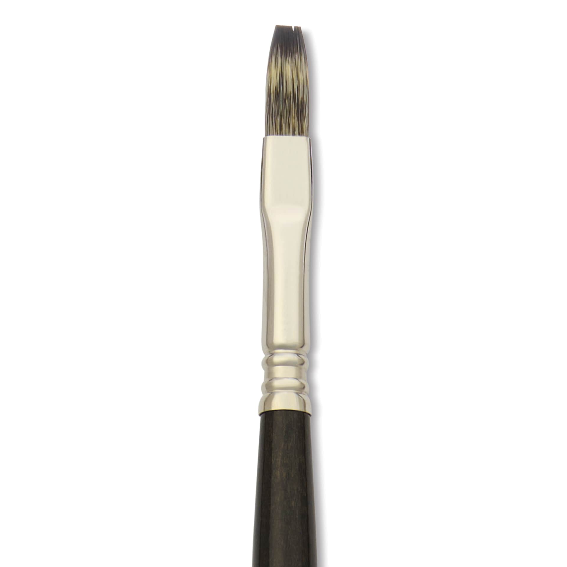 Escoda Vintage Synthetic Brush - Flat, Long Handle, Size 8, close-up