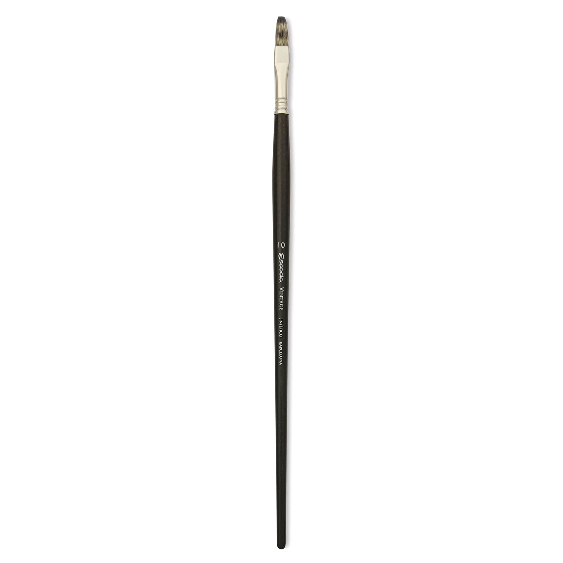 Escoda Vintage Synthetic Brush - Flat, Long Handle, Size 10