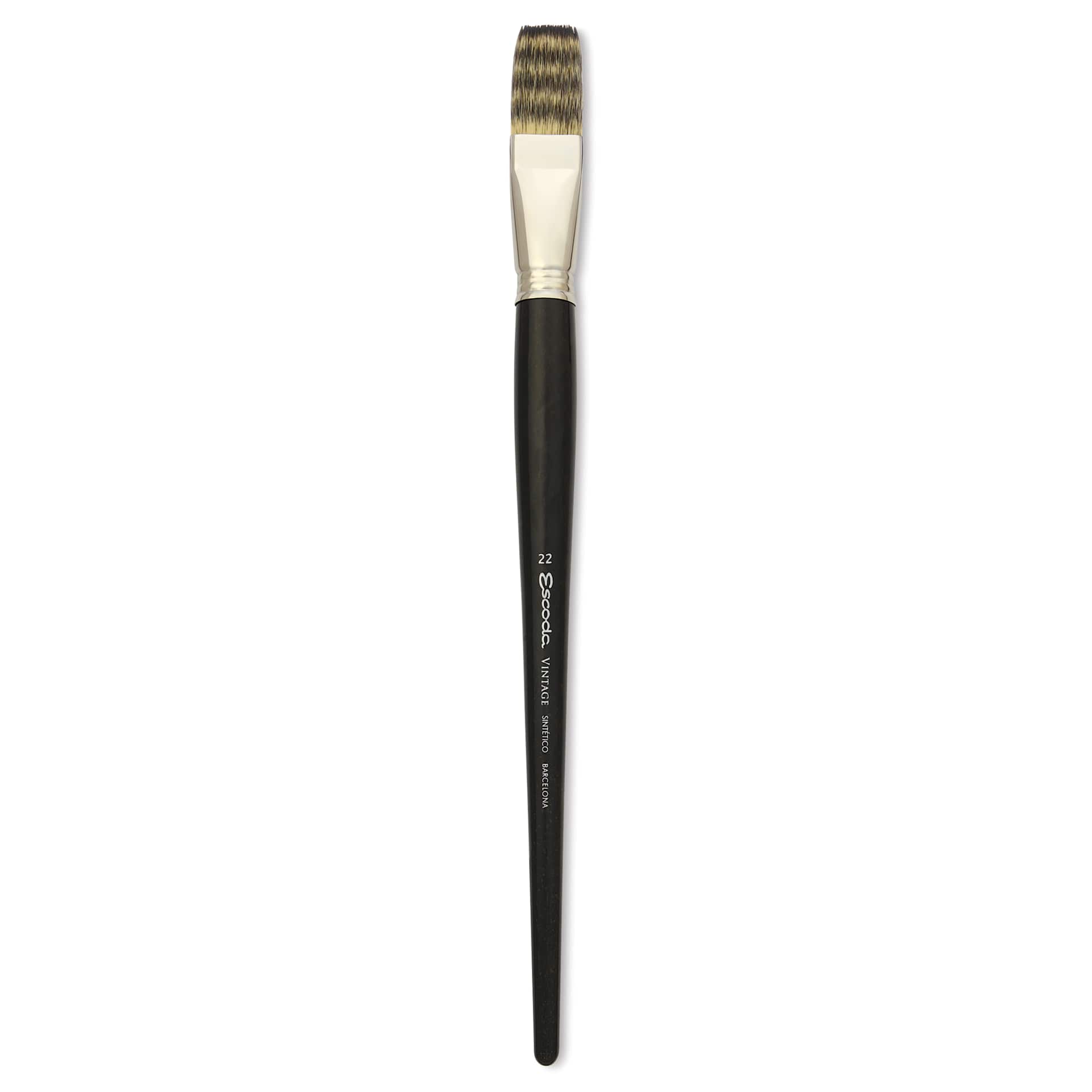 Escoda Vintage Synthetic Brush - Flat, Long  Handle, Size 22