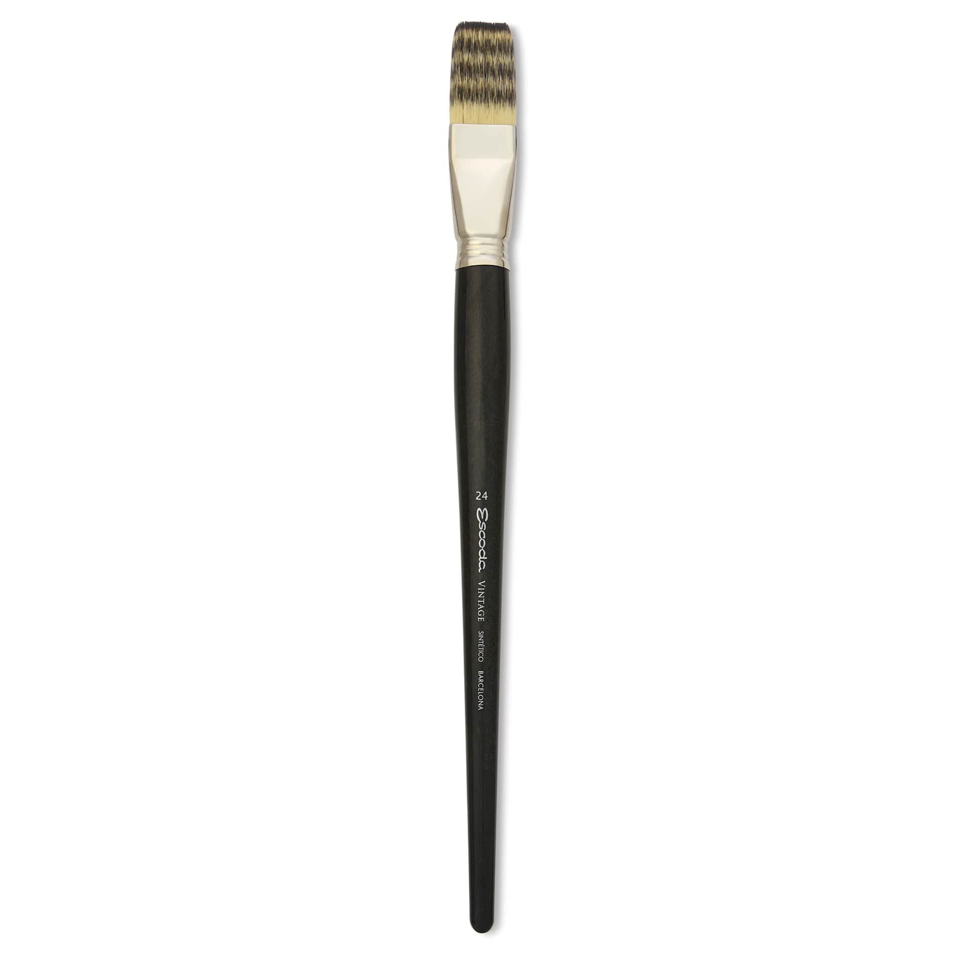Escoda Vintage Synthetic Brush - Flat, Long  Handle, Size 24