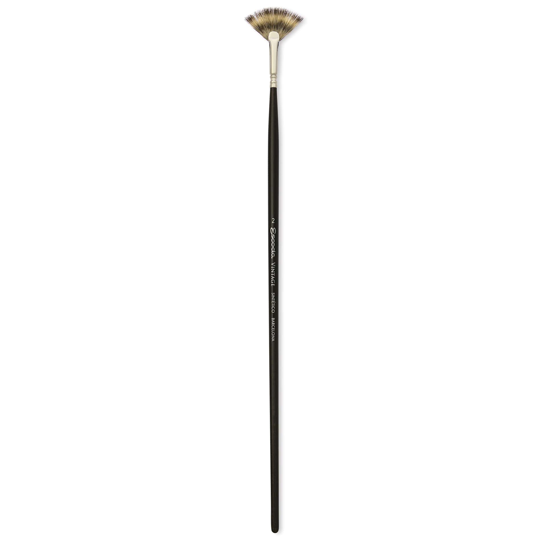 Escoda Vintage Synthetic Brush - Fan, Long  Handle, Size 2