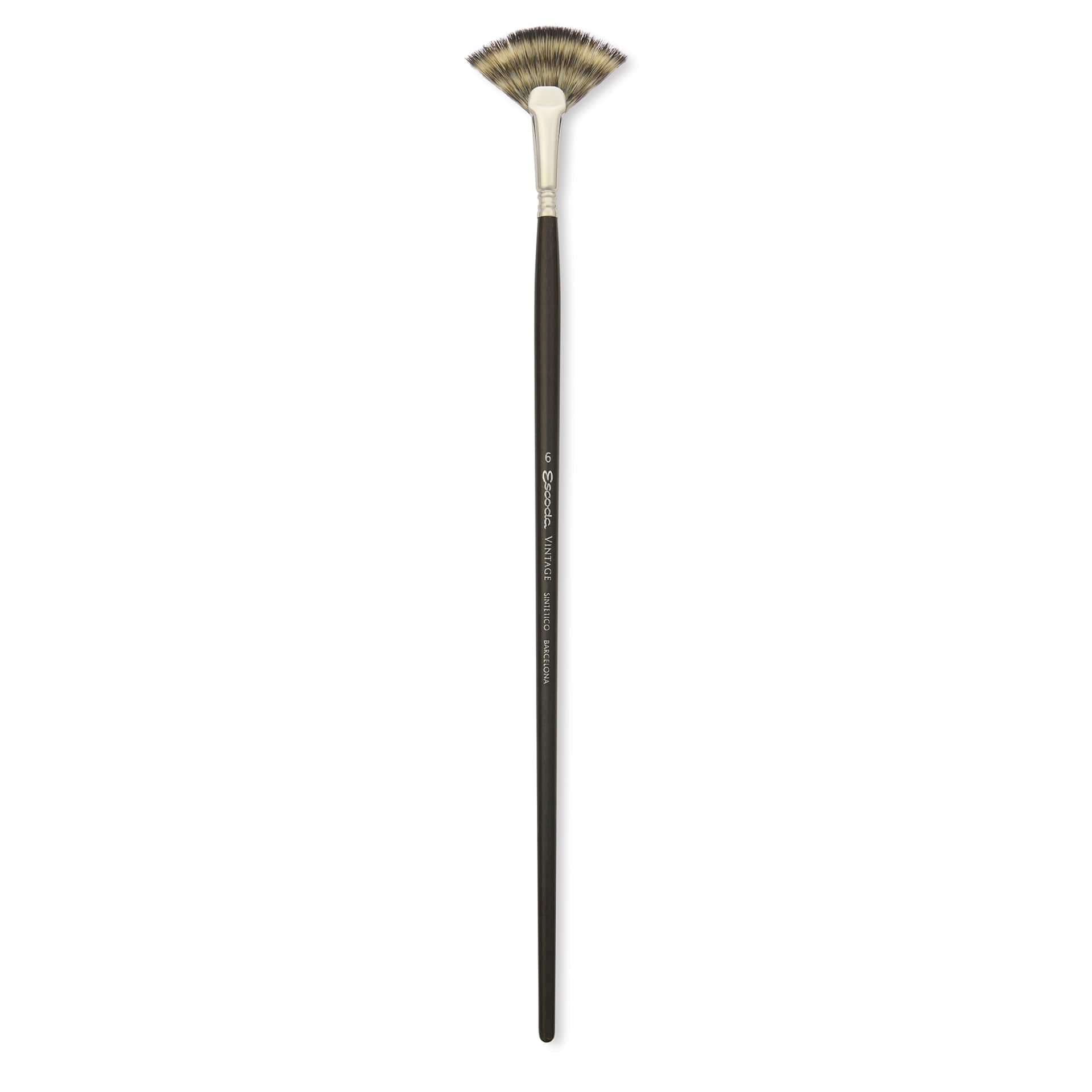 Escoda Vintage Synthetic Brush - Fan, Long  Handle, Size 6