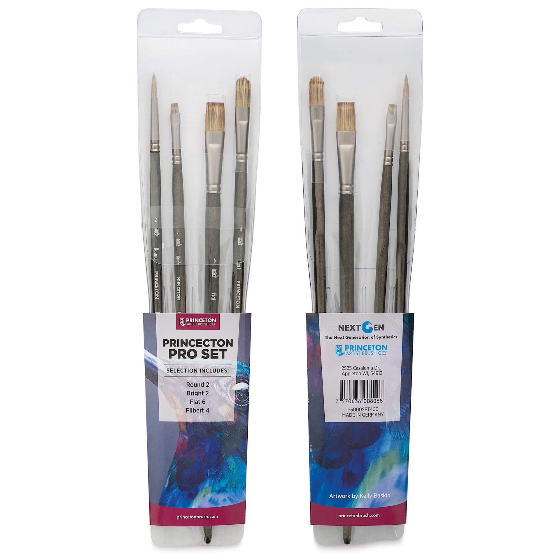 Princeton Pro Series 6000 Brushes - Set of 4, front and back of packaging