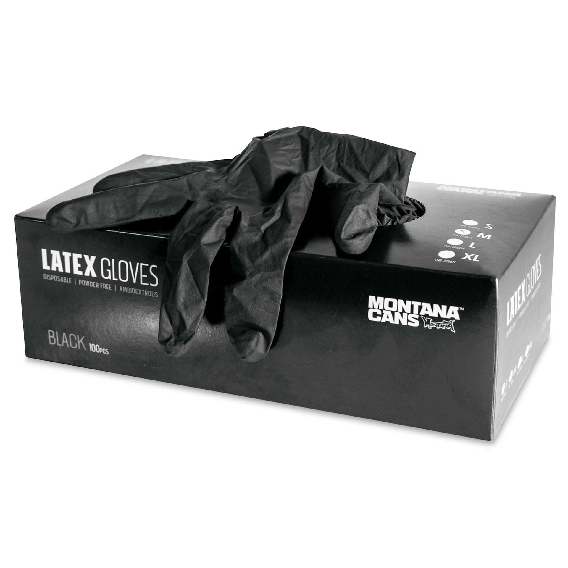 Montana Latex Glove Box - Small, Black, Box of 100, open