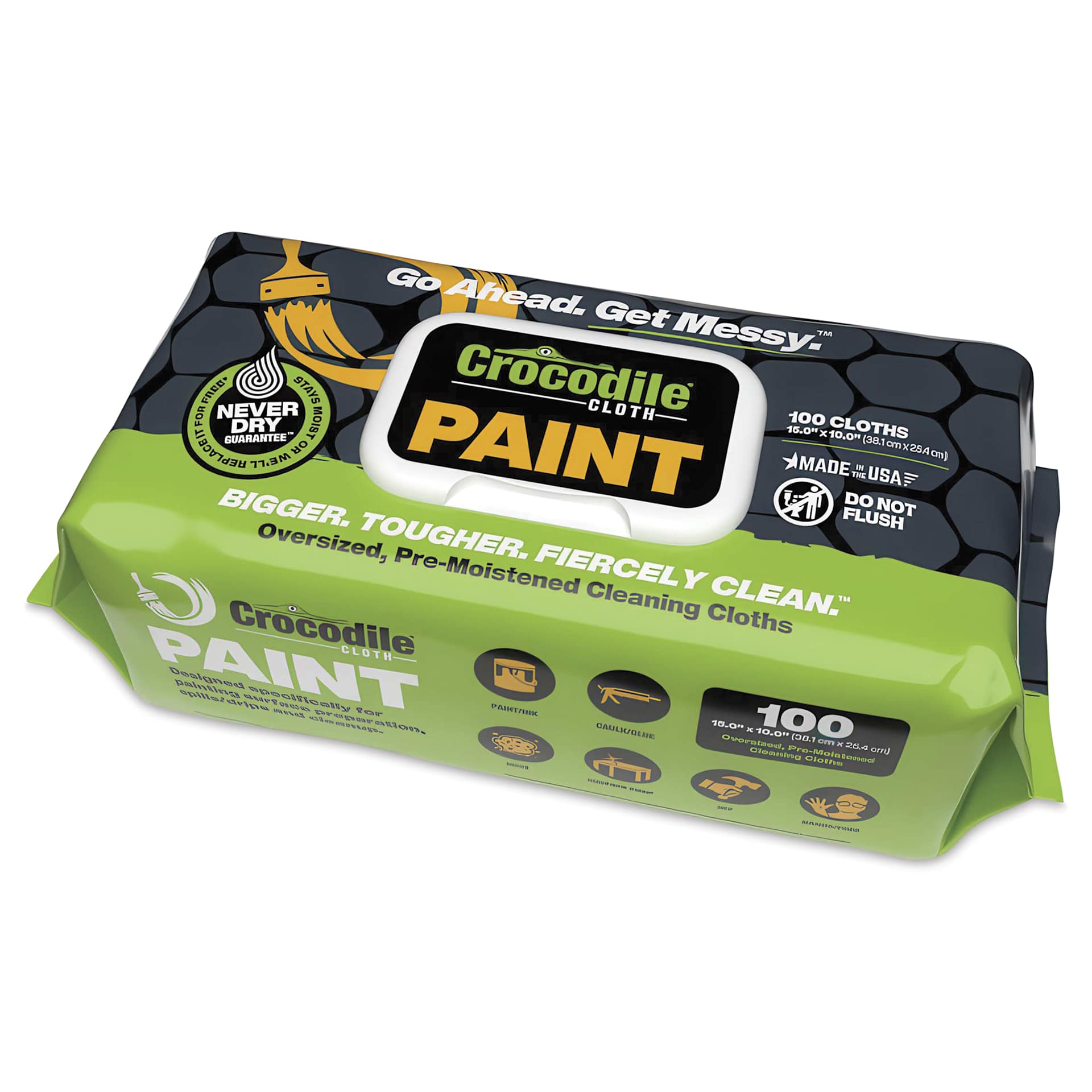 Crocodile Cloth Paint Wipes - 10" x 15", Pkg of 100, packaging
