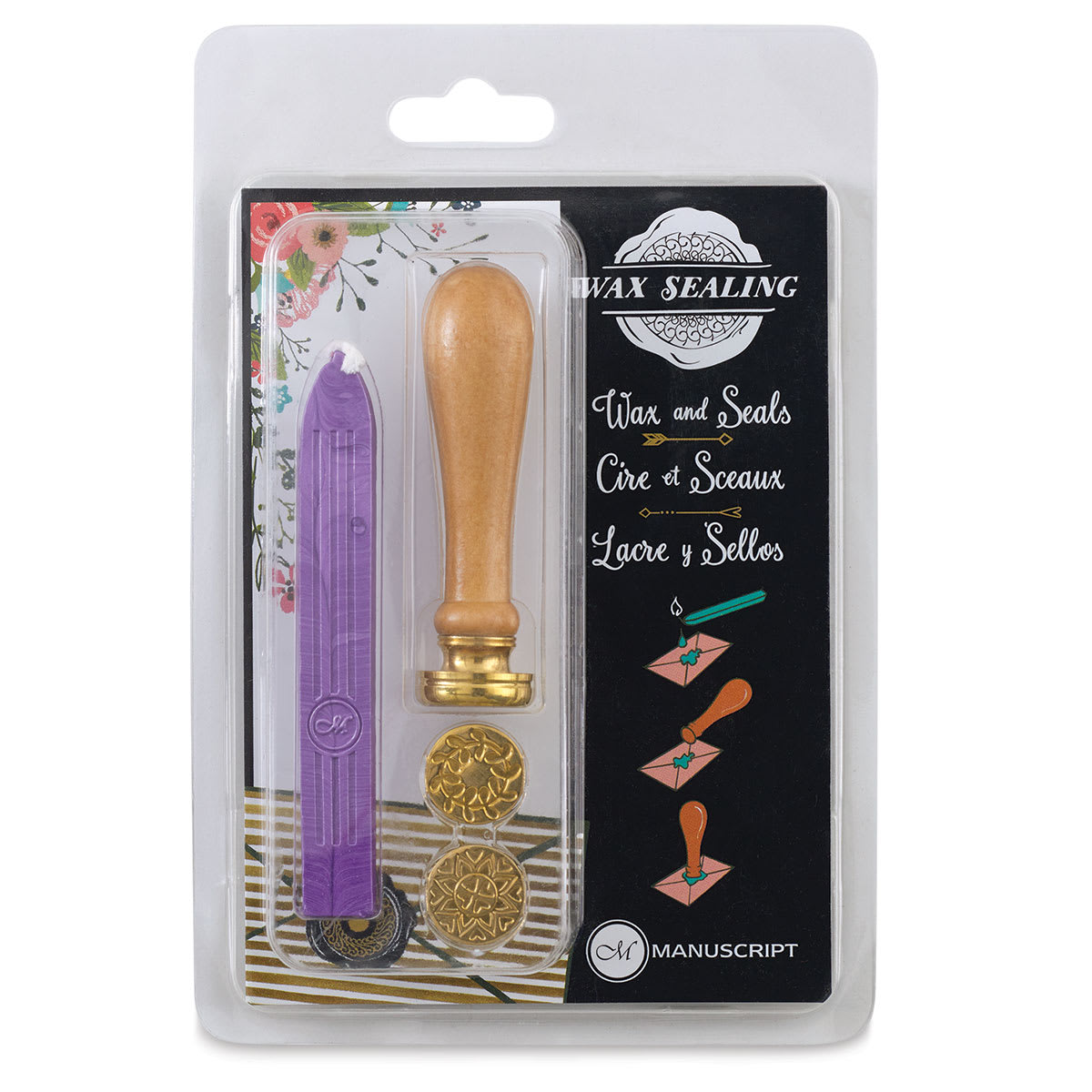 Manuscript Wax Sealing Kits - Top view of Trendy set showing wick and seals