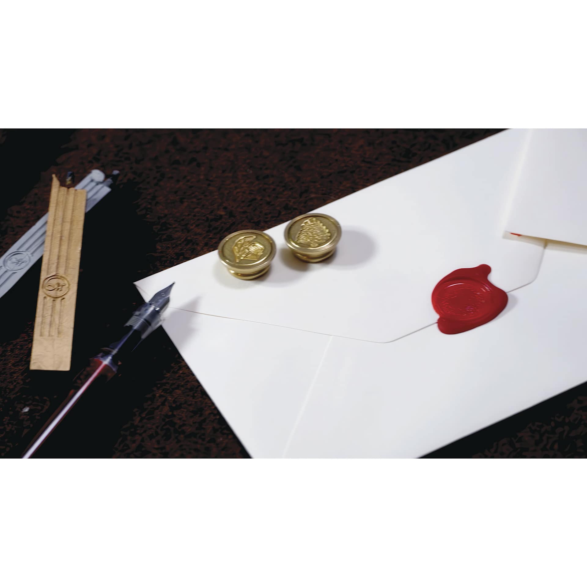 Manuscript Wax Sealing Kit - Set of 3, Holiday, red wax seal with stamps