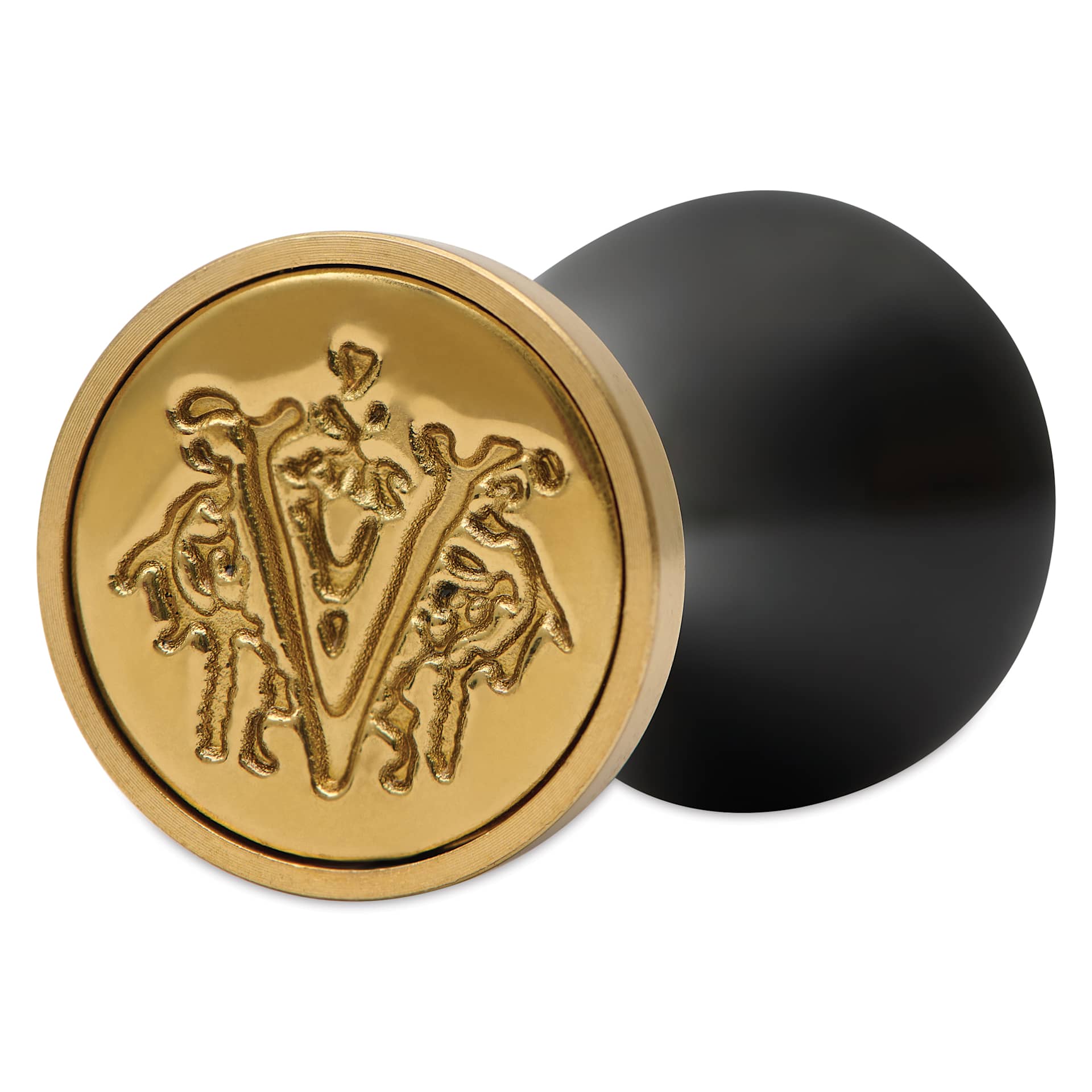 Manuscript Ceramic Mini Initial Sealing Coin Set - Letter V