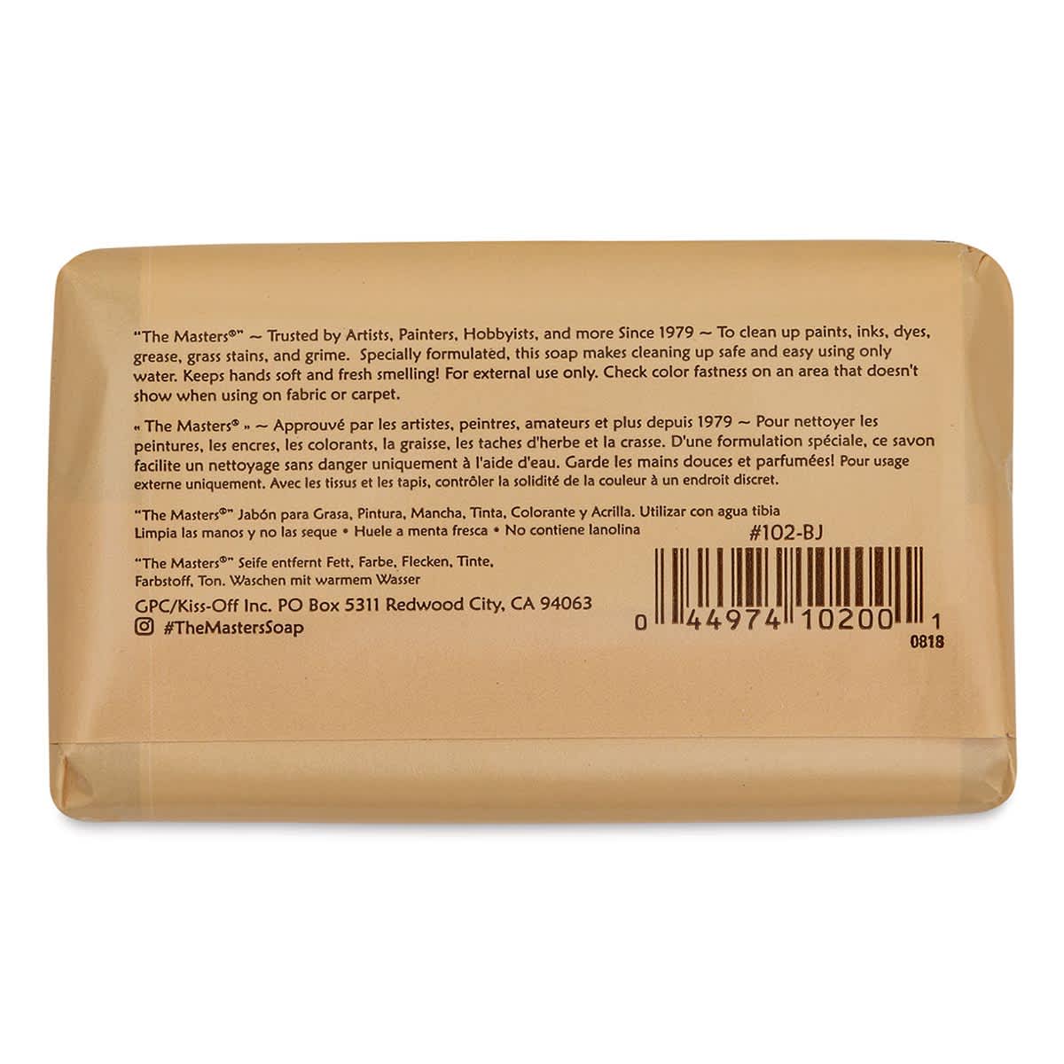 The Masters Artist's Hand Soap - Back of package shown