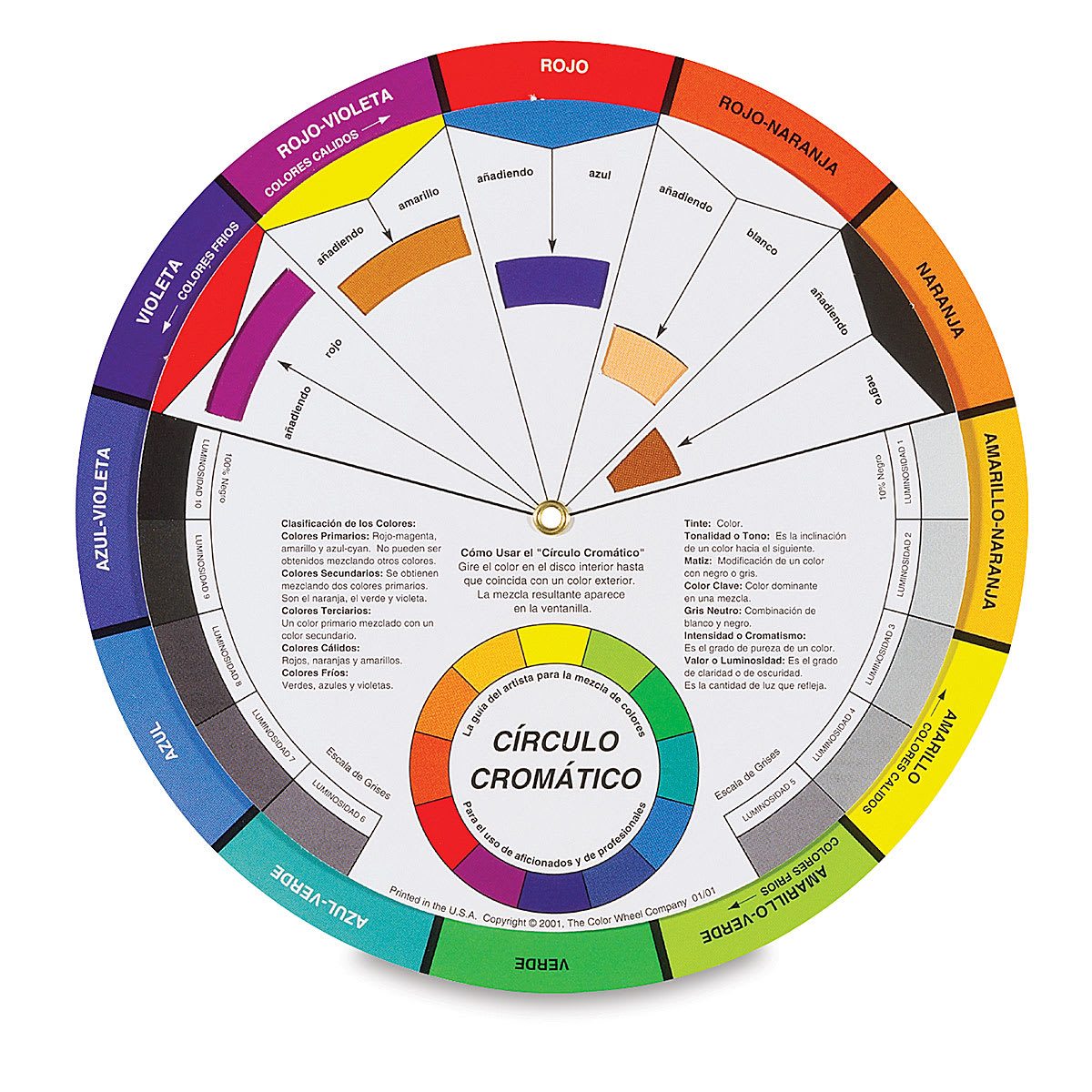 Artists’ Color Wheel in Spanish - Pocket Version, 5-1/8" (front)