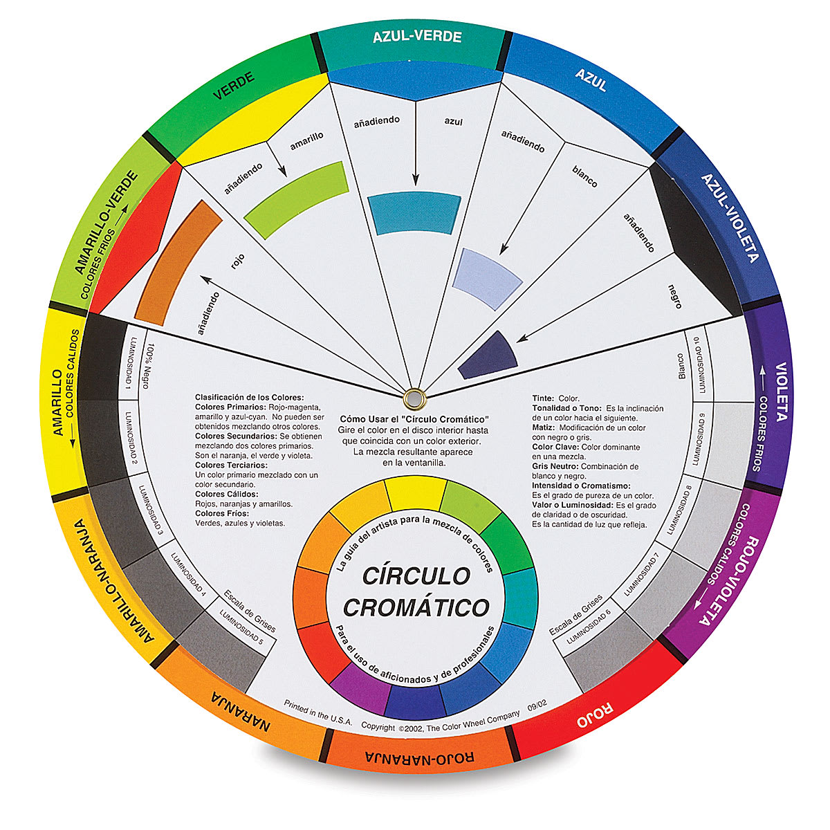 Artists’ Color Wheel in Spanish - Standard Version, 9-1/4" (front)