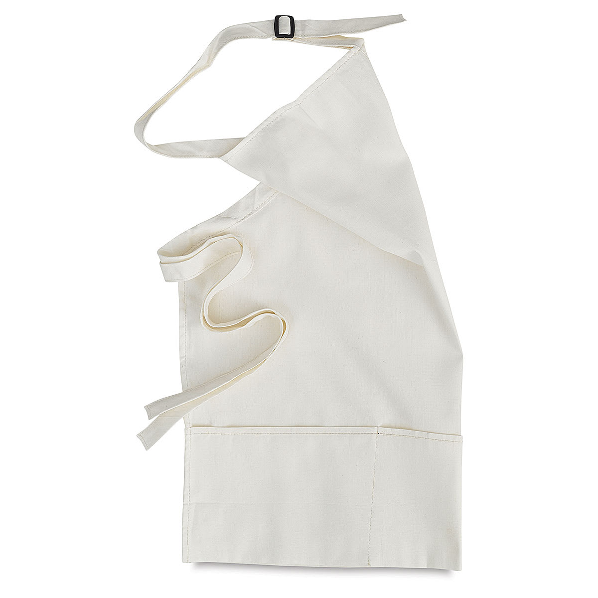 Artist's White Poly/Cotton Apron - Half folded, showing adjustable neck strap, pockets and ties