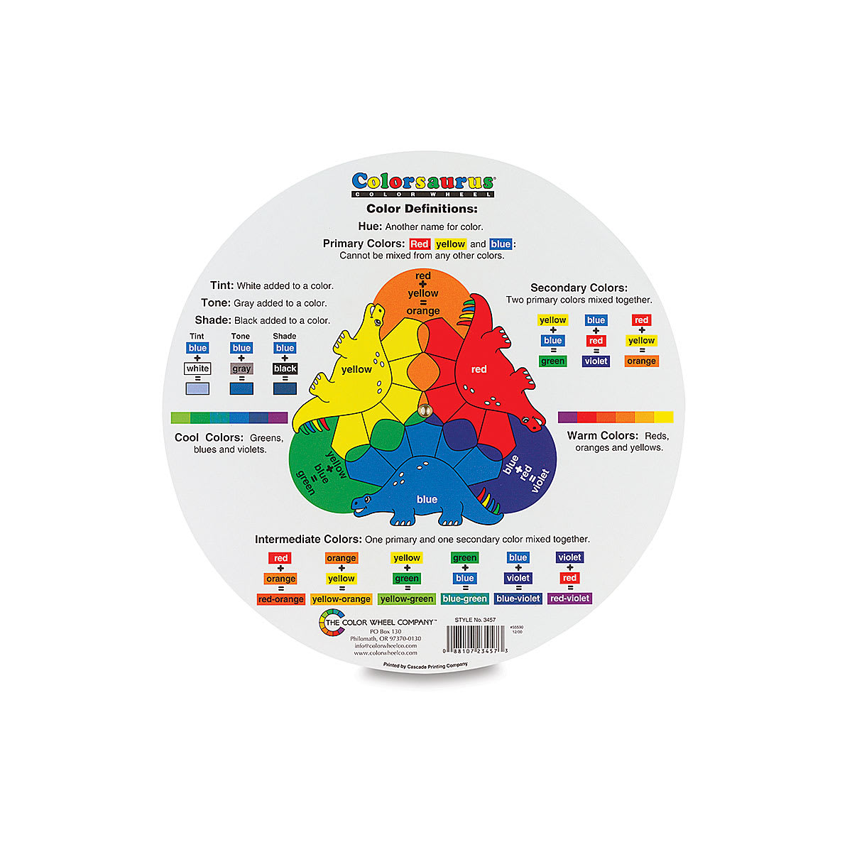 Colorsaurus Color Wheel - Back of wheel shown