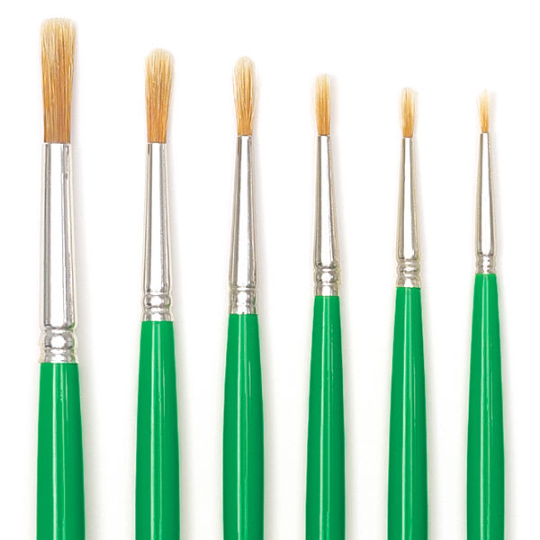 Blick Economy Golden Nylon Brush Set - Round, Long Handle, Set of 6 close up