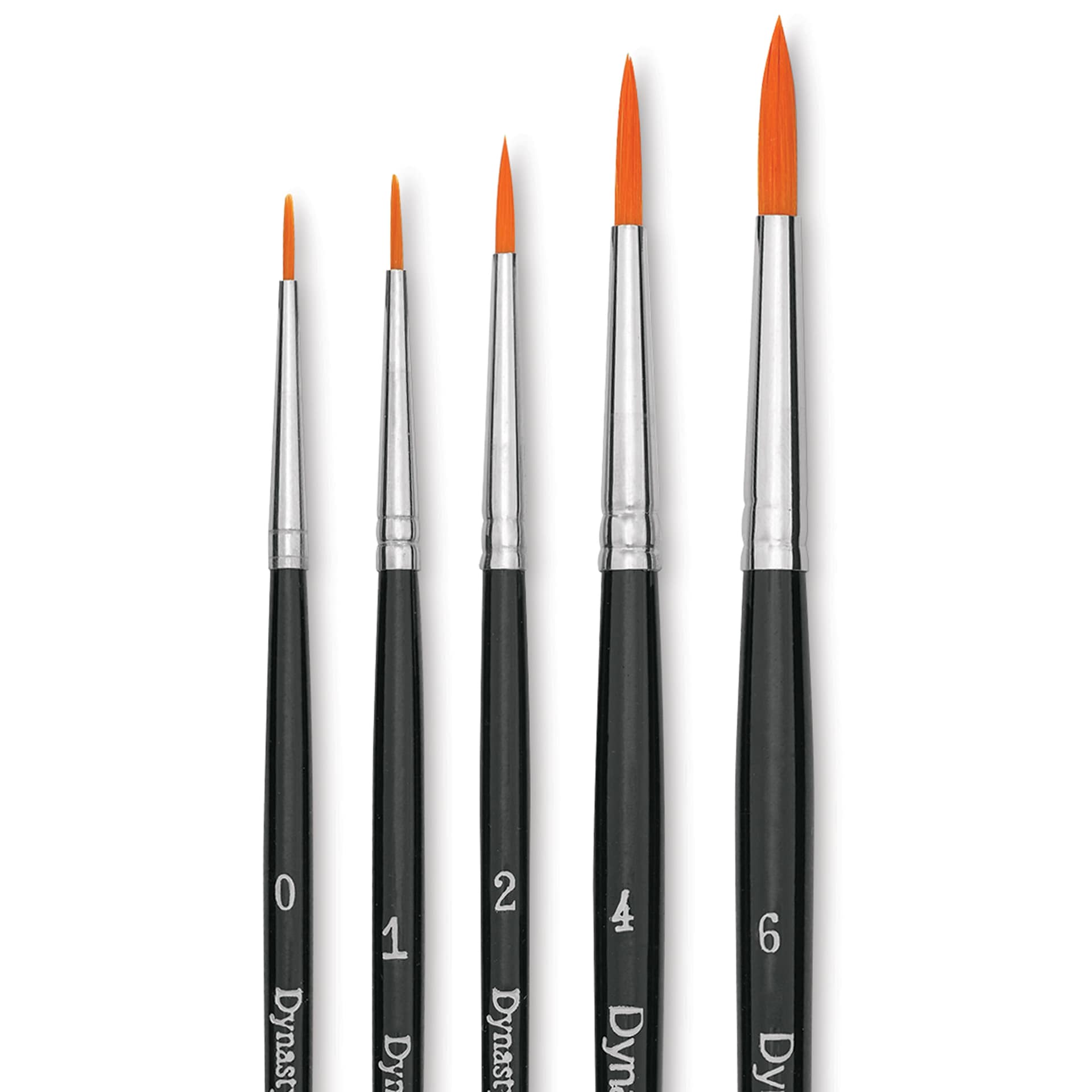 Dynasty Finest Golden Synthetic Brushes - Set 1, Round, Short Handle, Set of 5