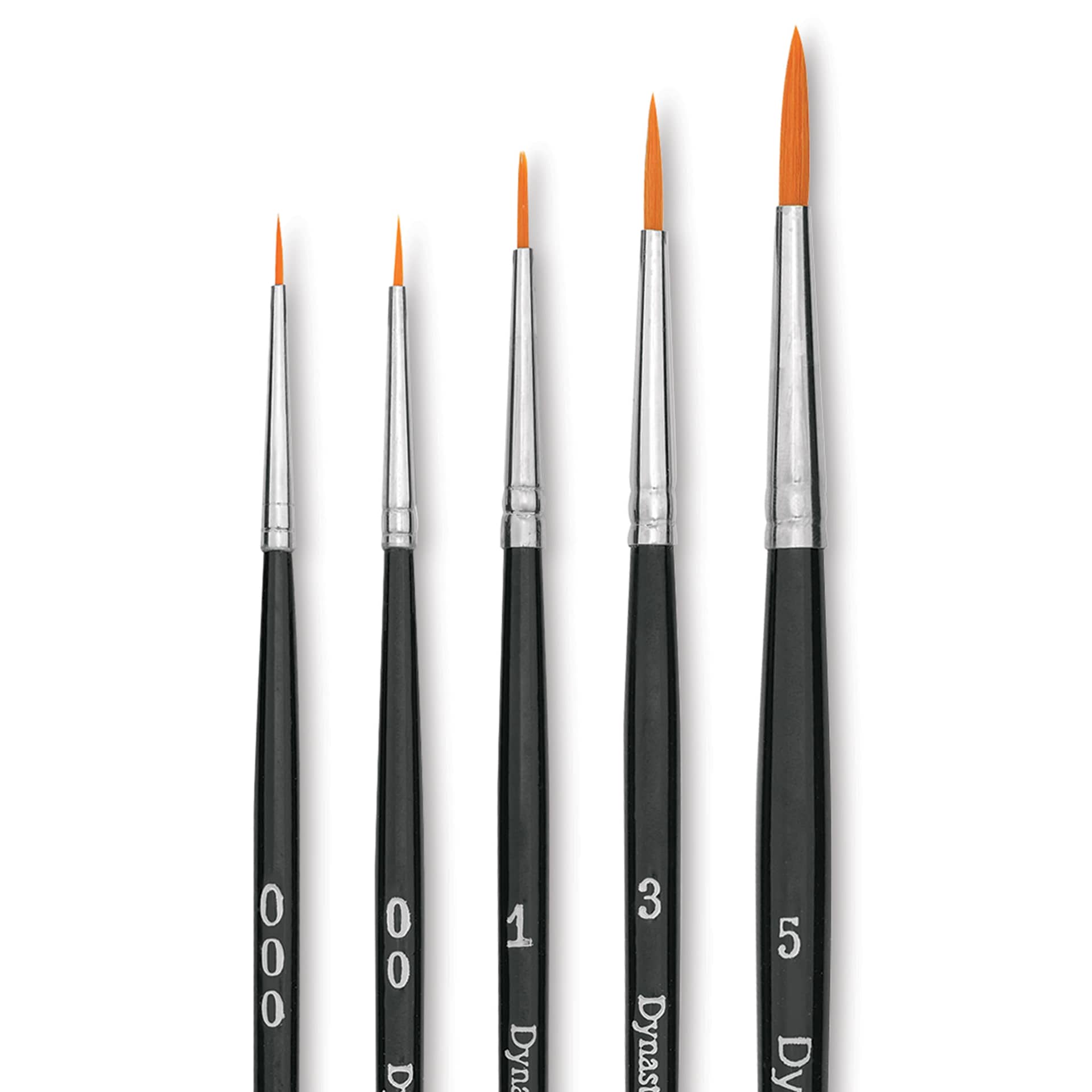 Dynasty Finest Golden Synthetic Brushes - Set 2, Round, Short Handle, Set of 5