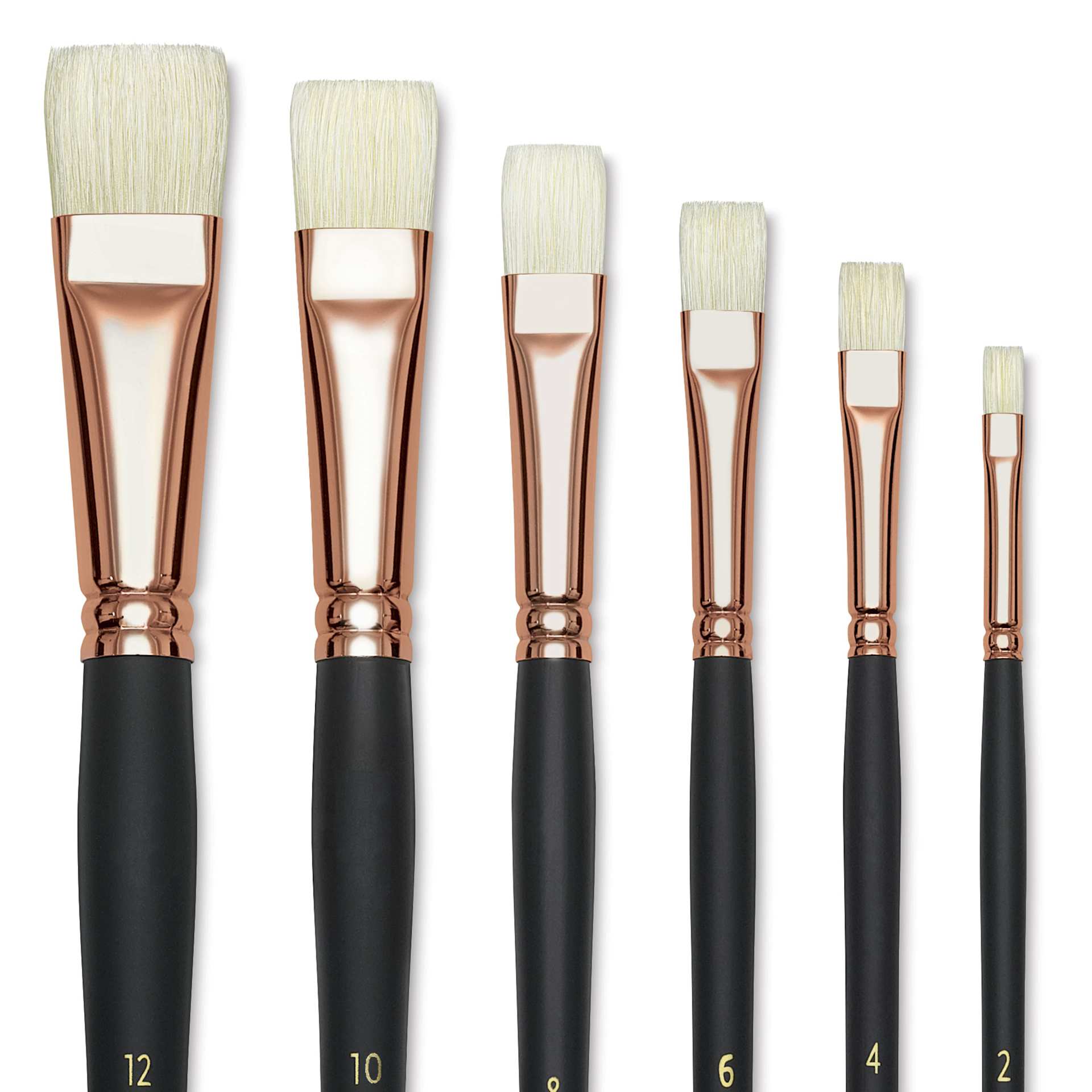 Blick Masterstroke Interlocking Bristle Brush Set - Bright, Long Handle, Set of 6, close up