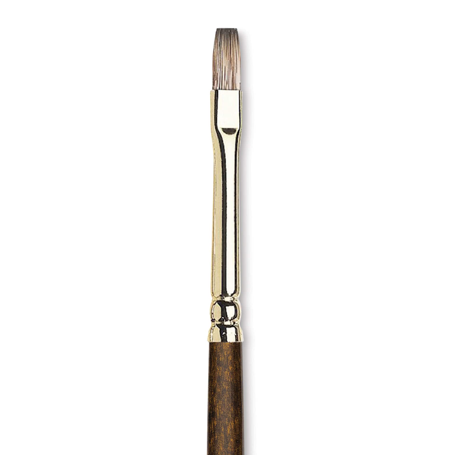 Winsor & Newton Monarch Mongoose Brush - Flat, Long Handle, Size 0, close up