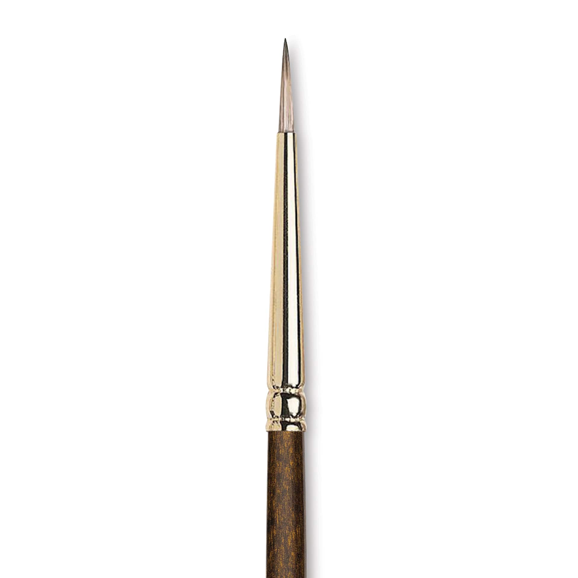 Winsor & Newton Monarch Mongoose Brush - Round, Long Handle, Size 0, close up