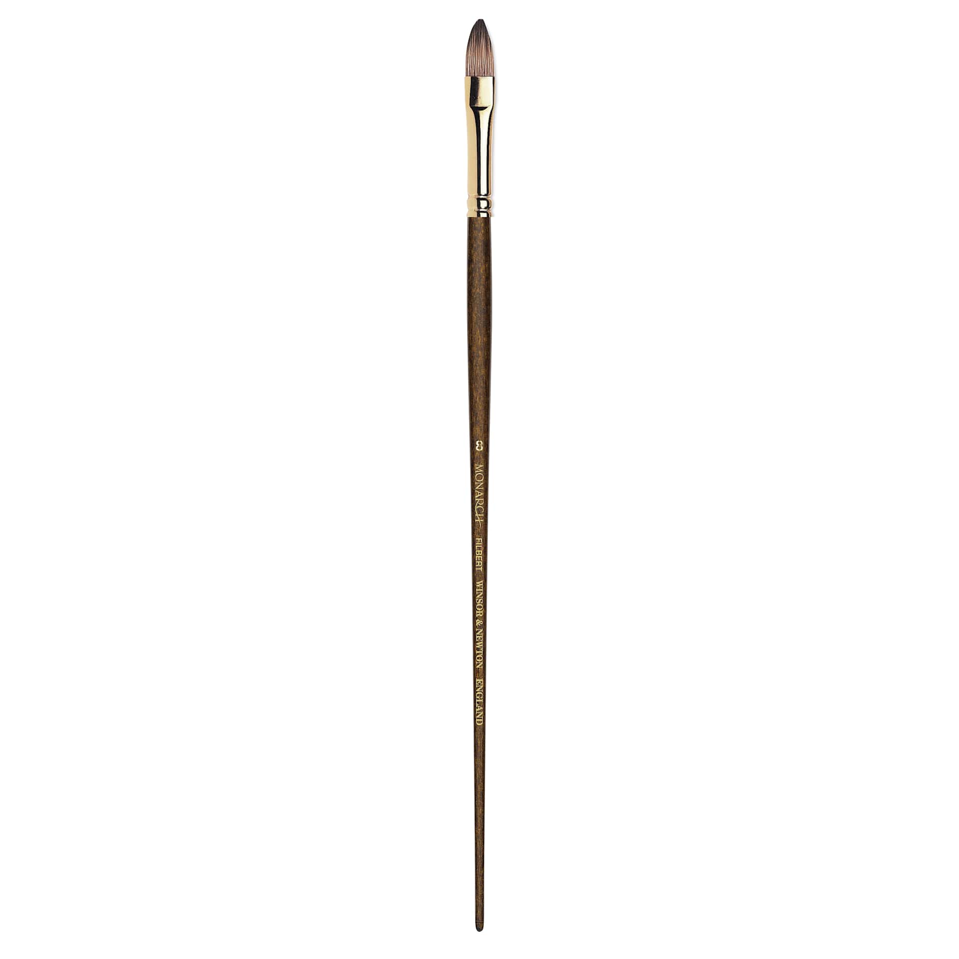 Winsor & Newton Monarch Mongoose Brush - Short Filbert, Long Handle, Size 8
