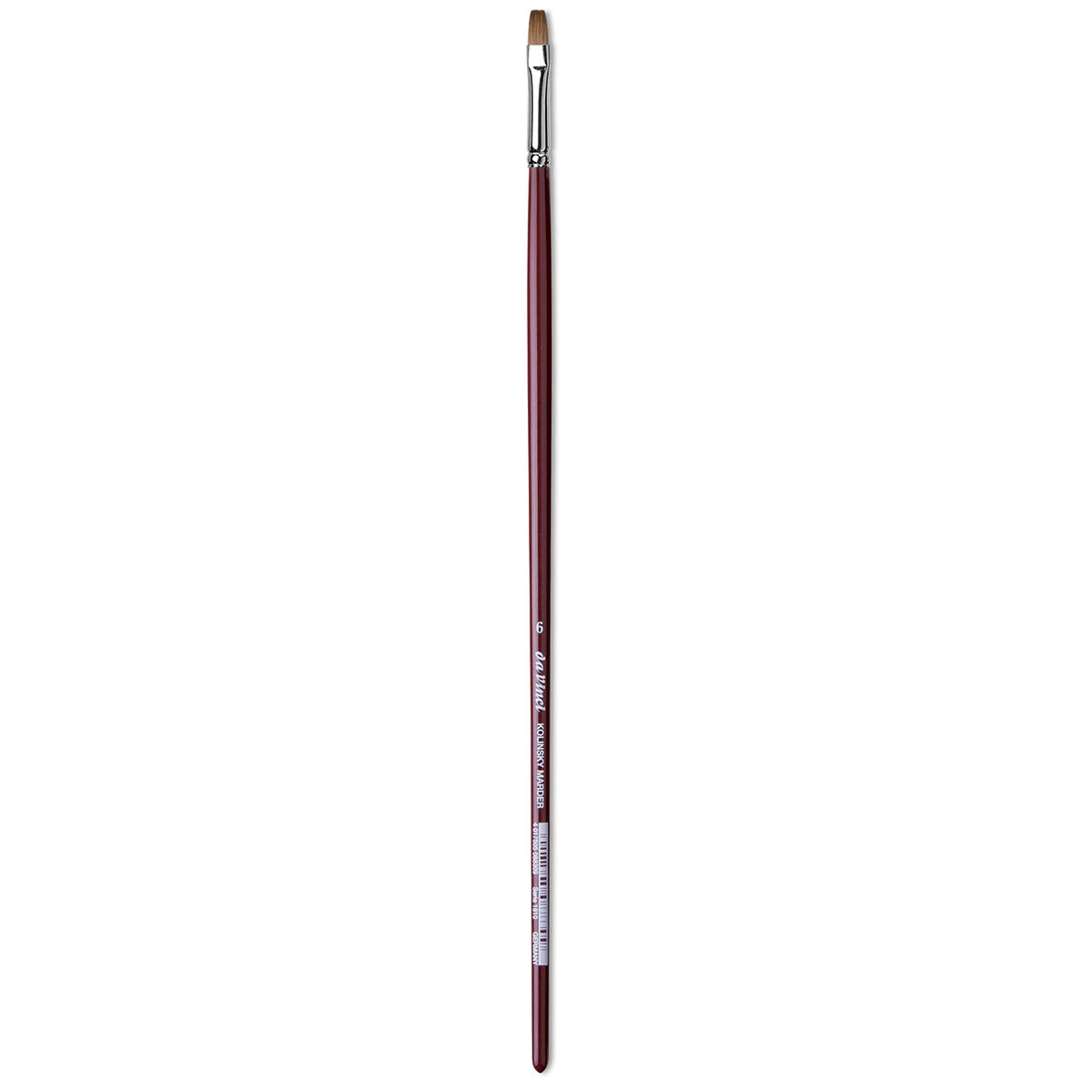 Da Vinci Kolinsky Red Oil Sable Brush - Bright, Long Handle, Size 6