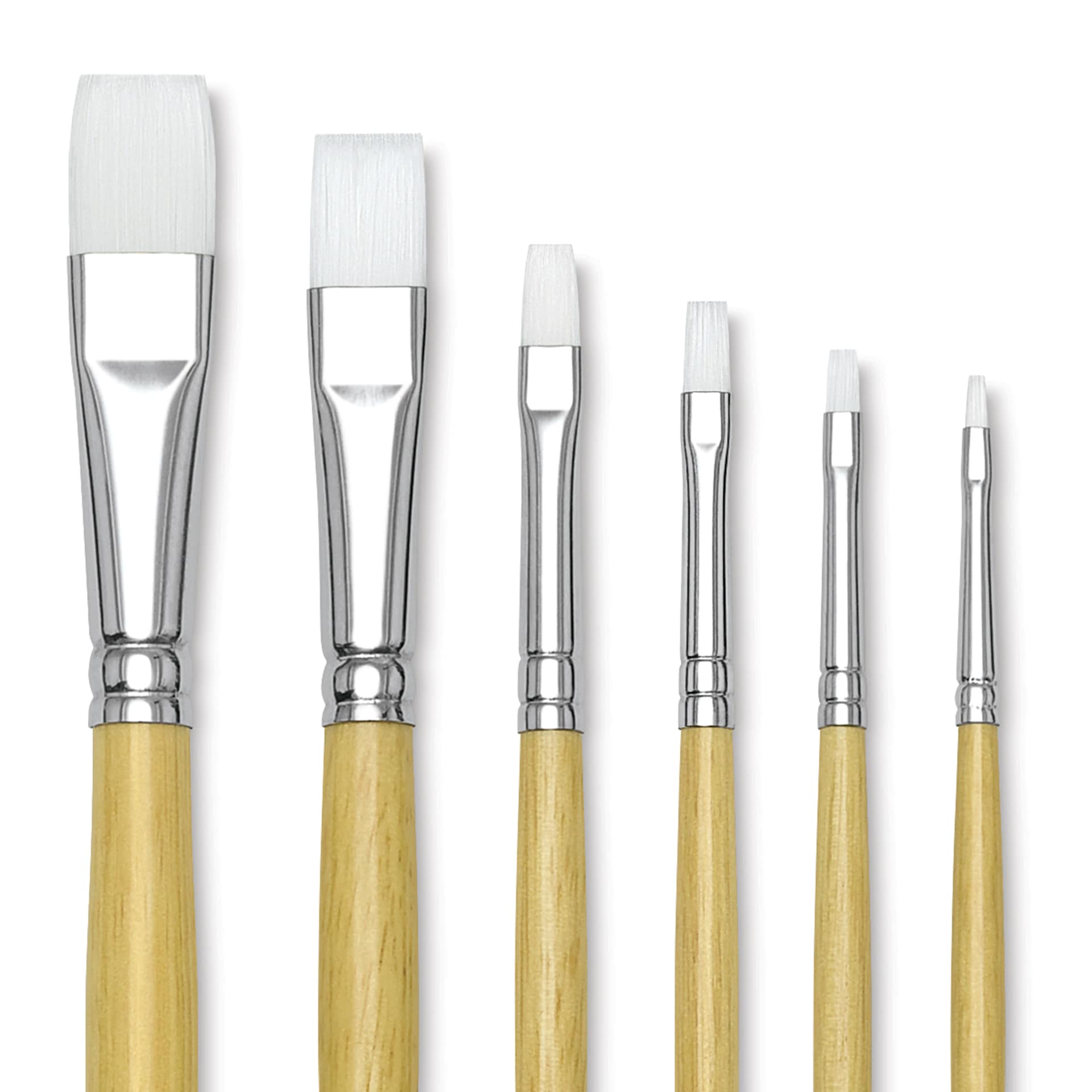 Blick Academic White Synthetic Brush Set - Bright, Set of 6, close-up