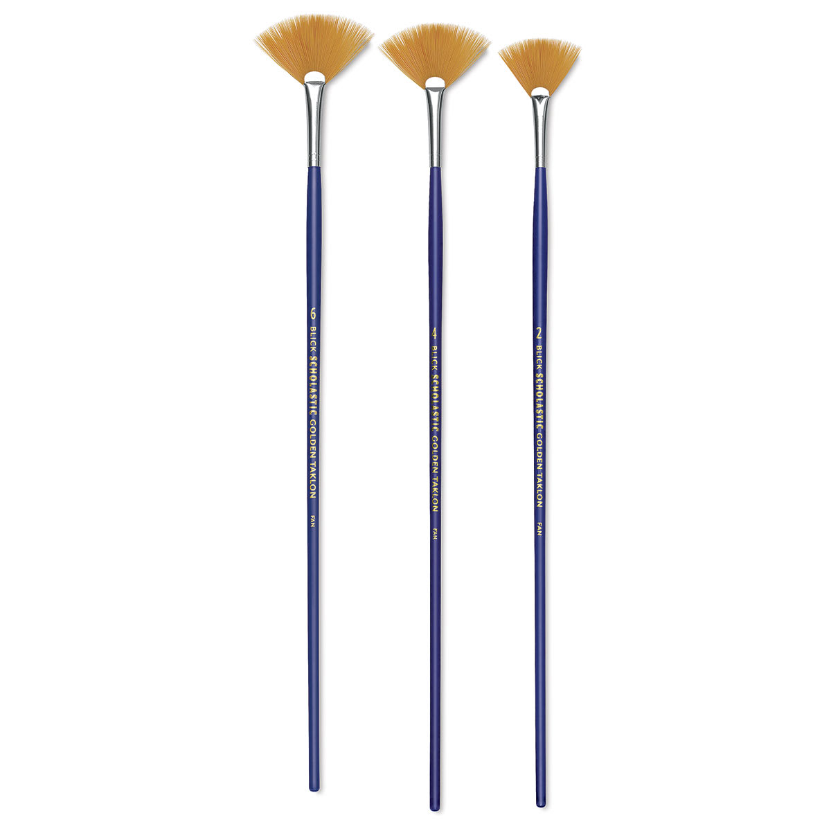 Blick Scholastic Golden Taklon Brush Set - Fan, Long Handle, Set of 3