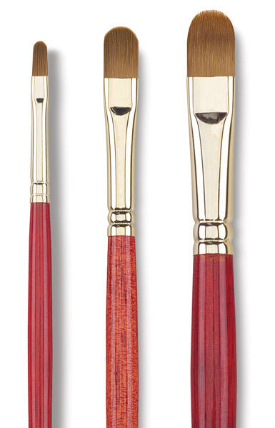 Heritage Series 4000 Synthetic Brushes - Closeup of three Filbert Brushes