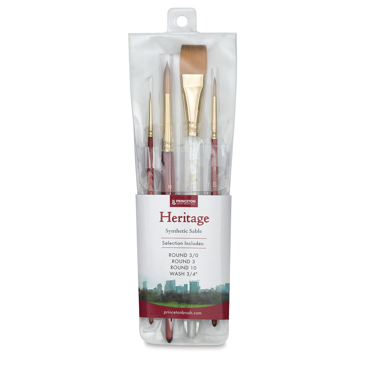 Princeton Pro Series 4050 Heritage Synthetic Sable Brushes - Set of 4, front of package 
