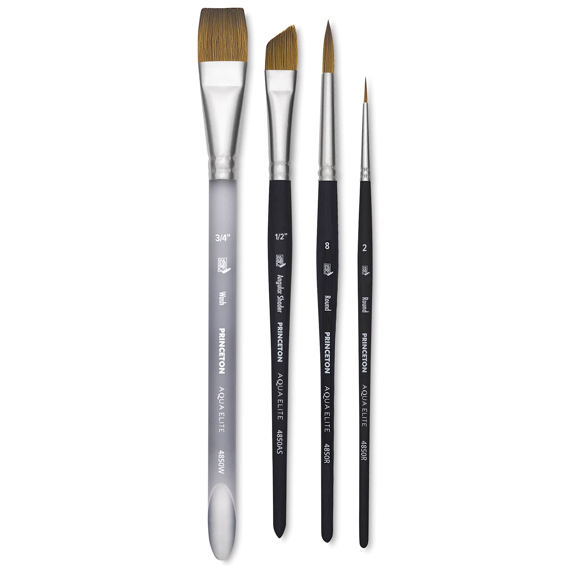 Princeton Aqua Elite Series 4850 Synthetic Brushes - Set of 4, contents