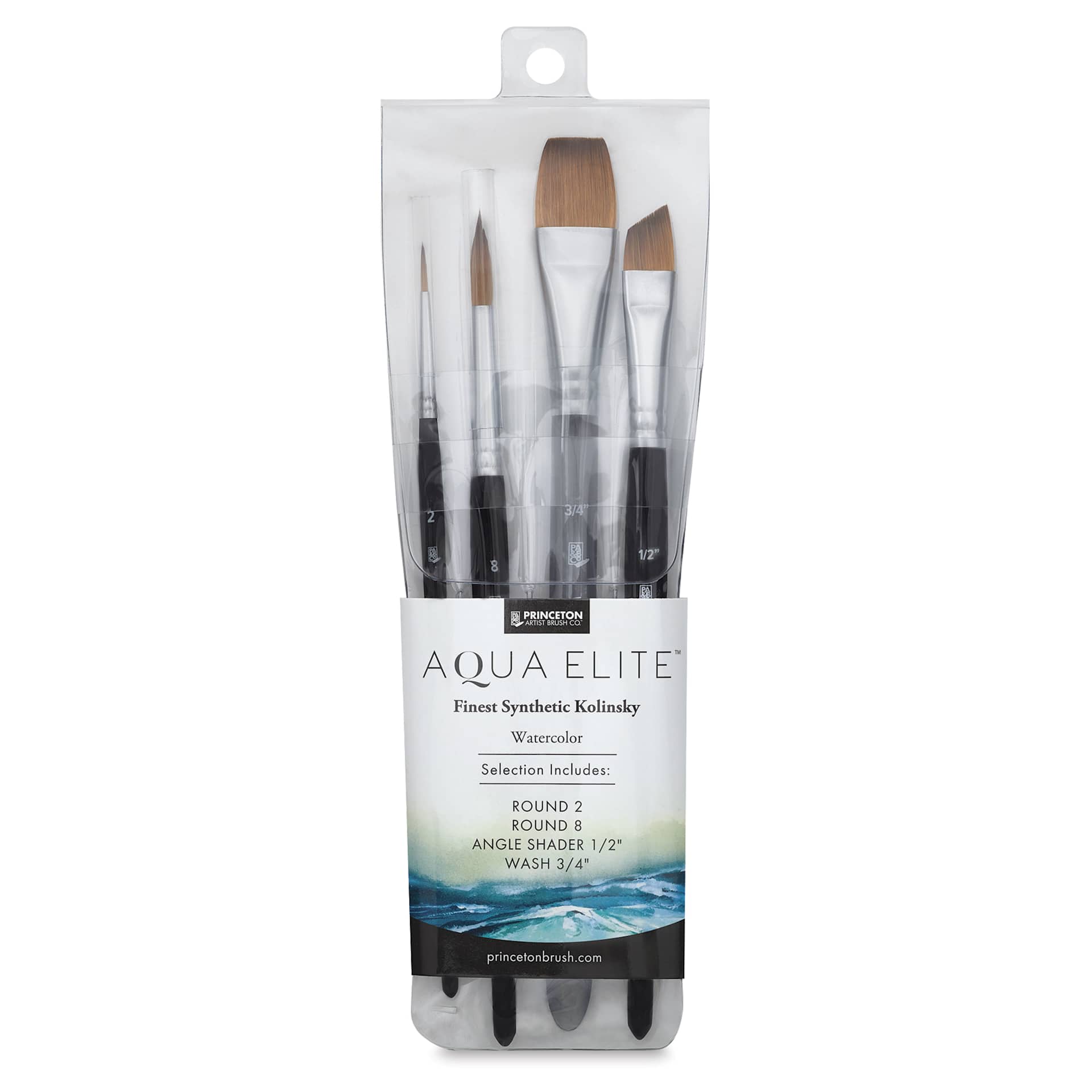Princeton Aqua Elite Series 4850 Synthetic Brushes - Set of 4, front of packaging