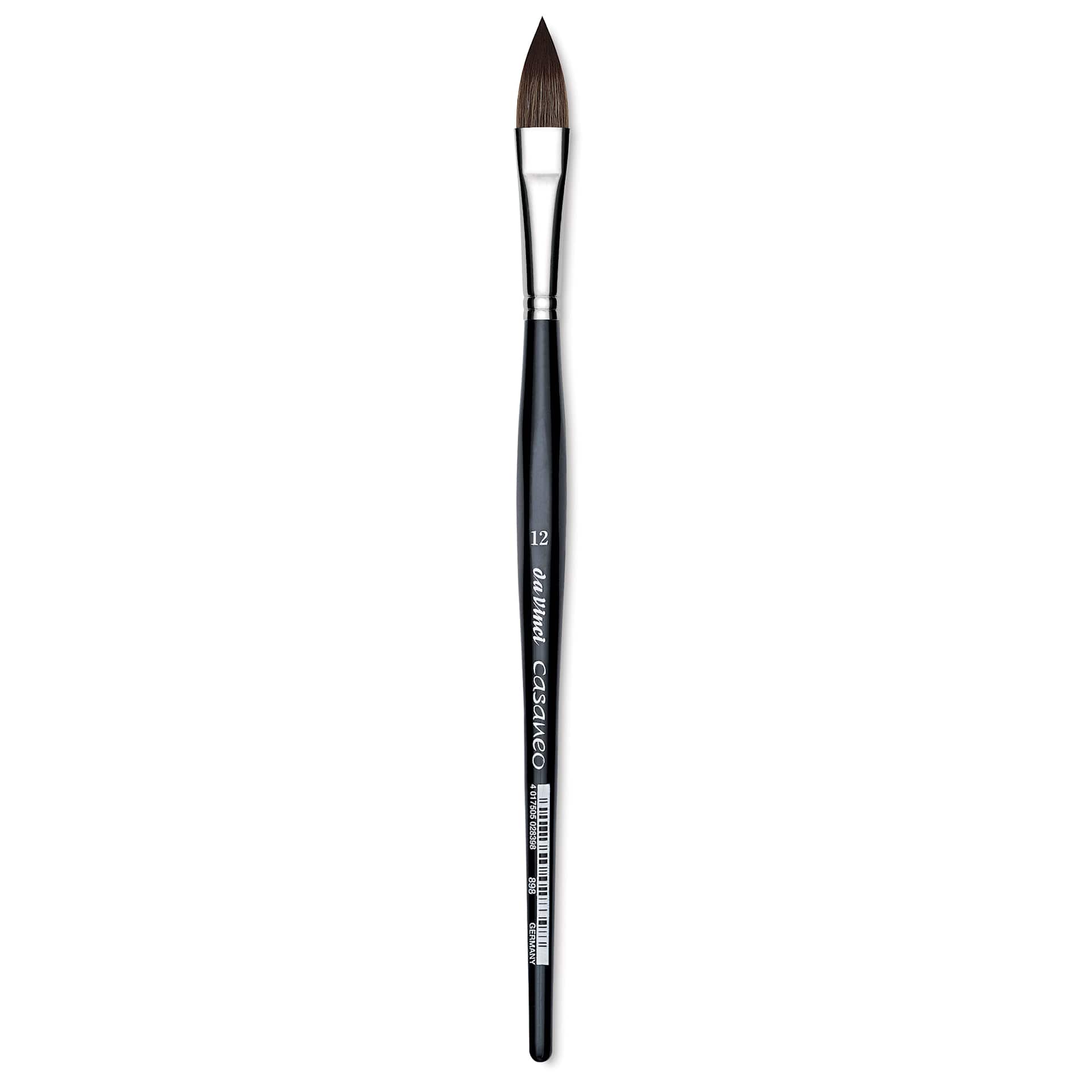 Da Vinci Casaneo Synthetic Squirrel Watercolor Brush - Pointed Oval Wash, Size 12, Short Handle, Synthetic