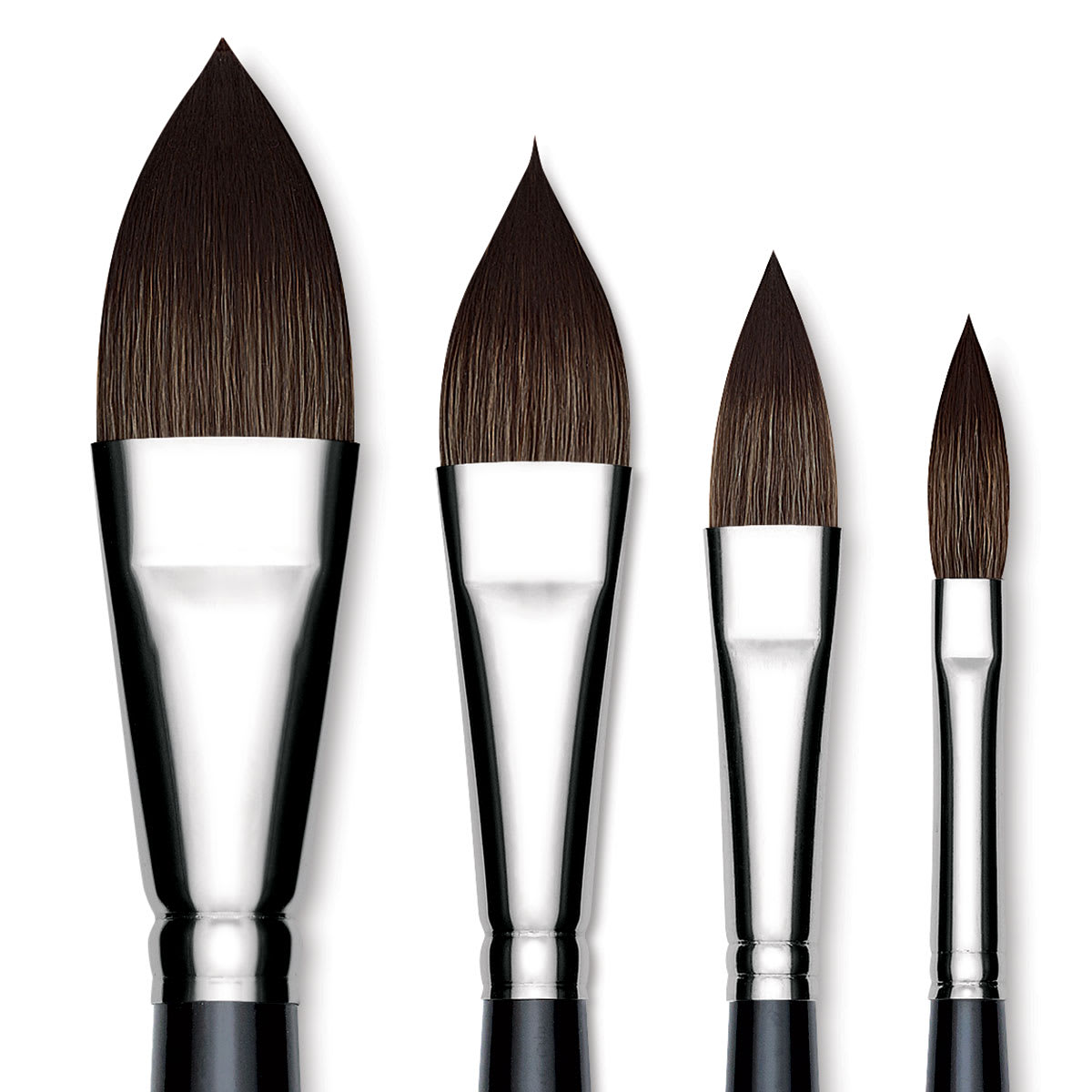 Da Vinci Casaneo Synthetic Squirrel Watercolor Brushes - Closeup of assorted Pointed Oval Washes Da Vinci Casaneo Synthetic Squirrel Watercolor Brushes - Closeup of assorted Pointed Oval Washes
