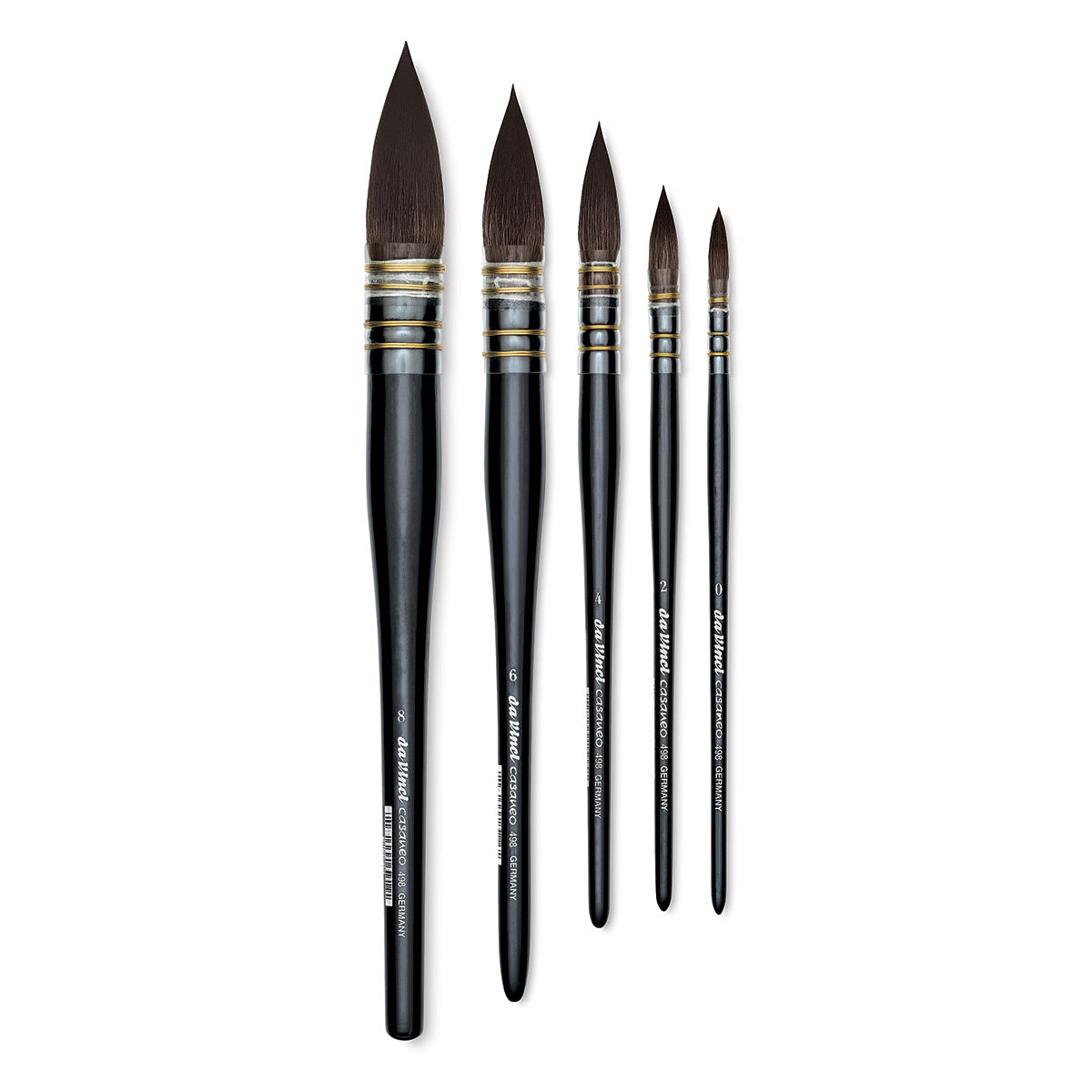 Da Vinci Casaneo Synthetic Squirrel Watercolor Brushes - Quill Round Washes shown upright Da Vinci Casaneo Synthetic Squirrel Watercolor Brushes - Quill Round Washes shown upright