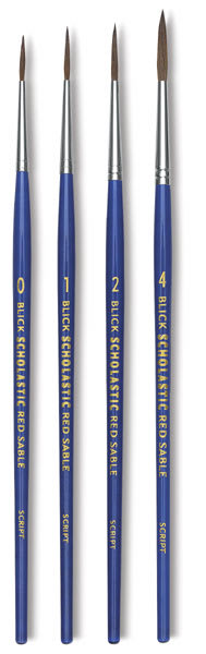 Blick Scholastic Red Sable Brushes - Scripts, Short Handle