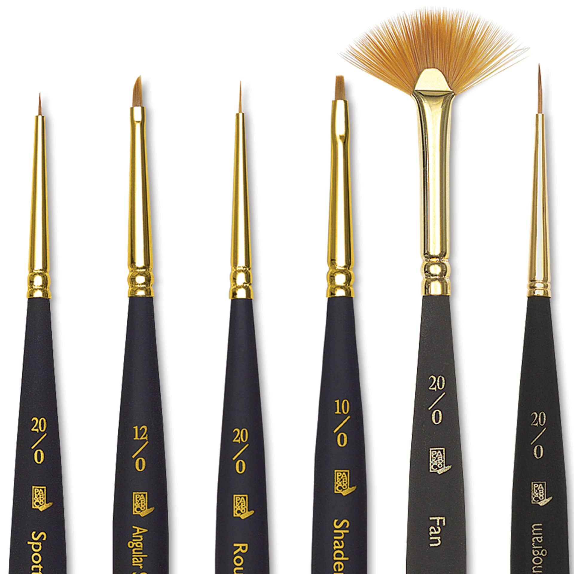 Princeton Mini Brush Set - Mini Handle, Set of 6, close-up
