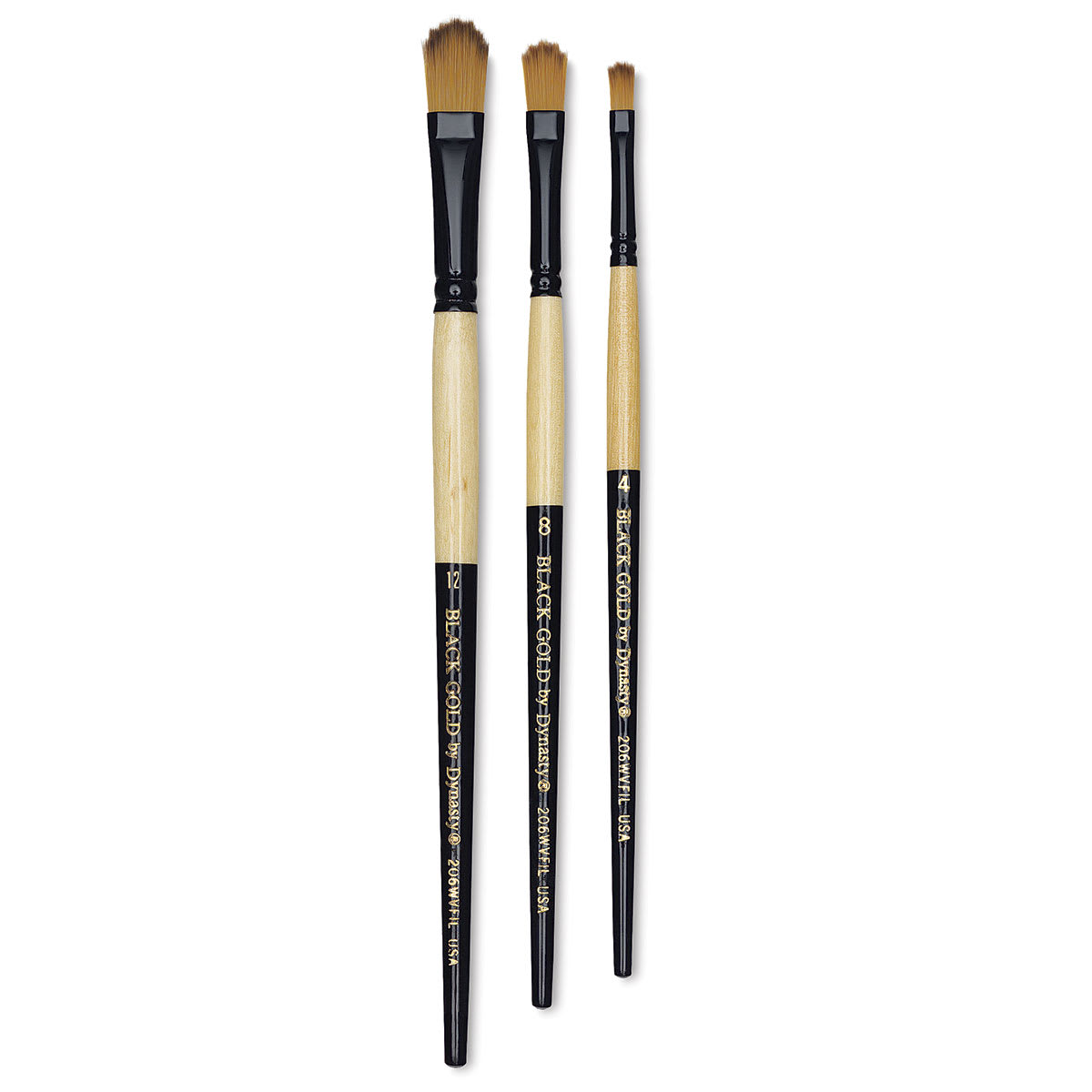 Dynasty Black Gold Synthetic Brush - Wave Filbert, Short Handle