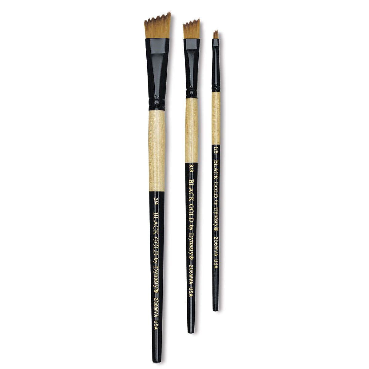Dynasty Black Gold Synthetic Brush - Wave Angle, Short Handle