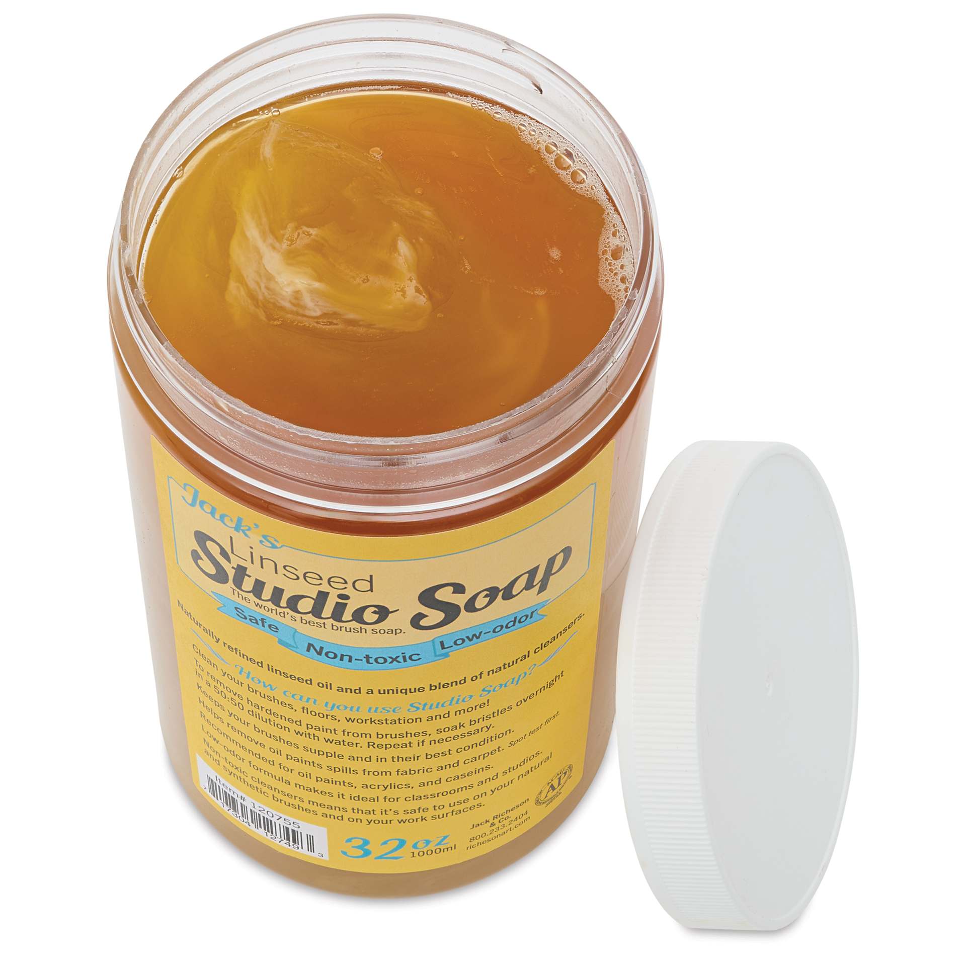 Richeson Jack's Linseed Studio Soap - 32 oz jar, lid off