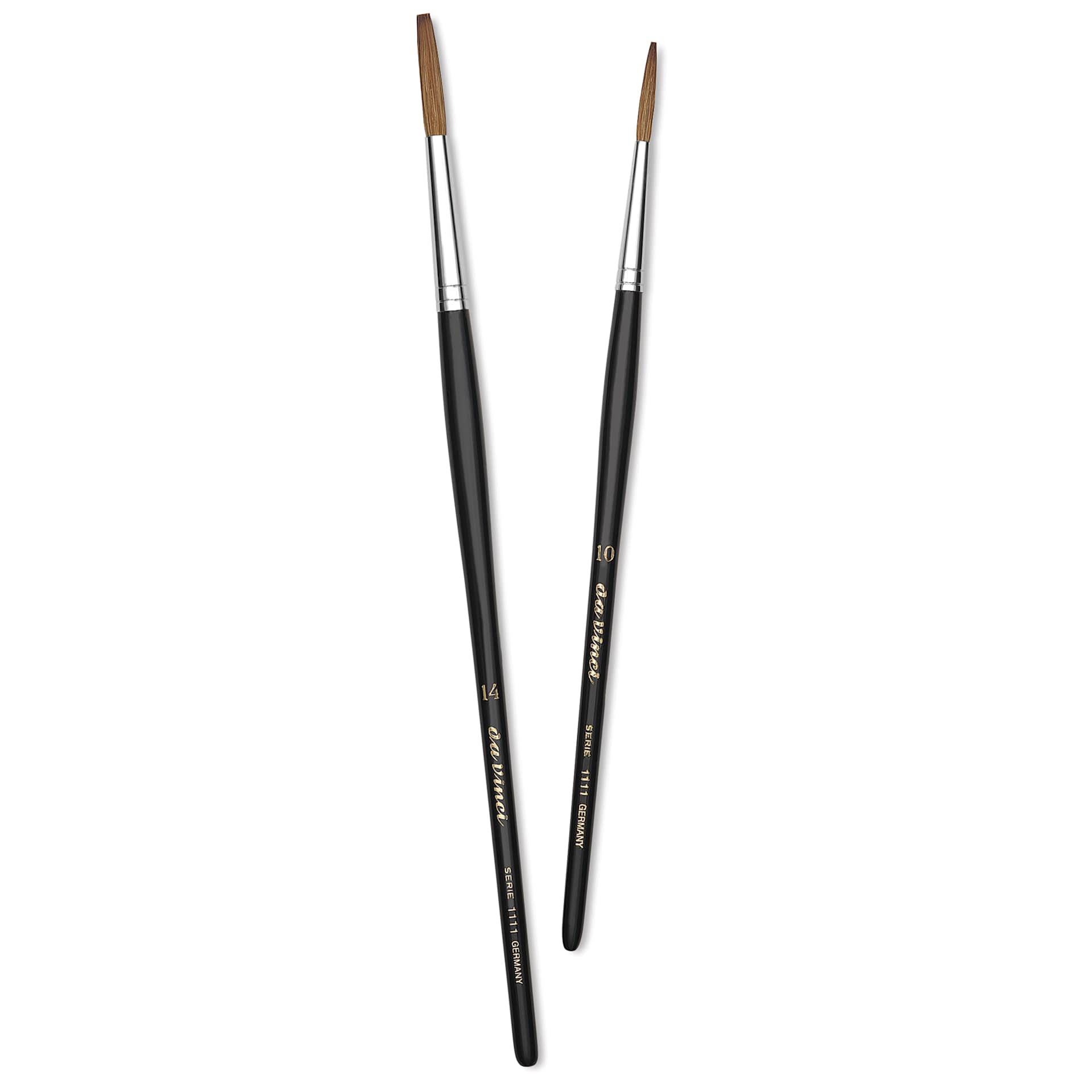Da Vinci Kolinsky Red Sable Lettering Brushes - Short Handle, Set of 2, laid out