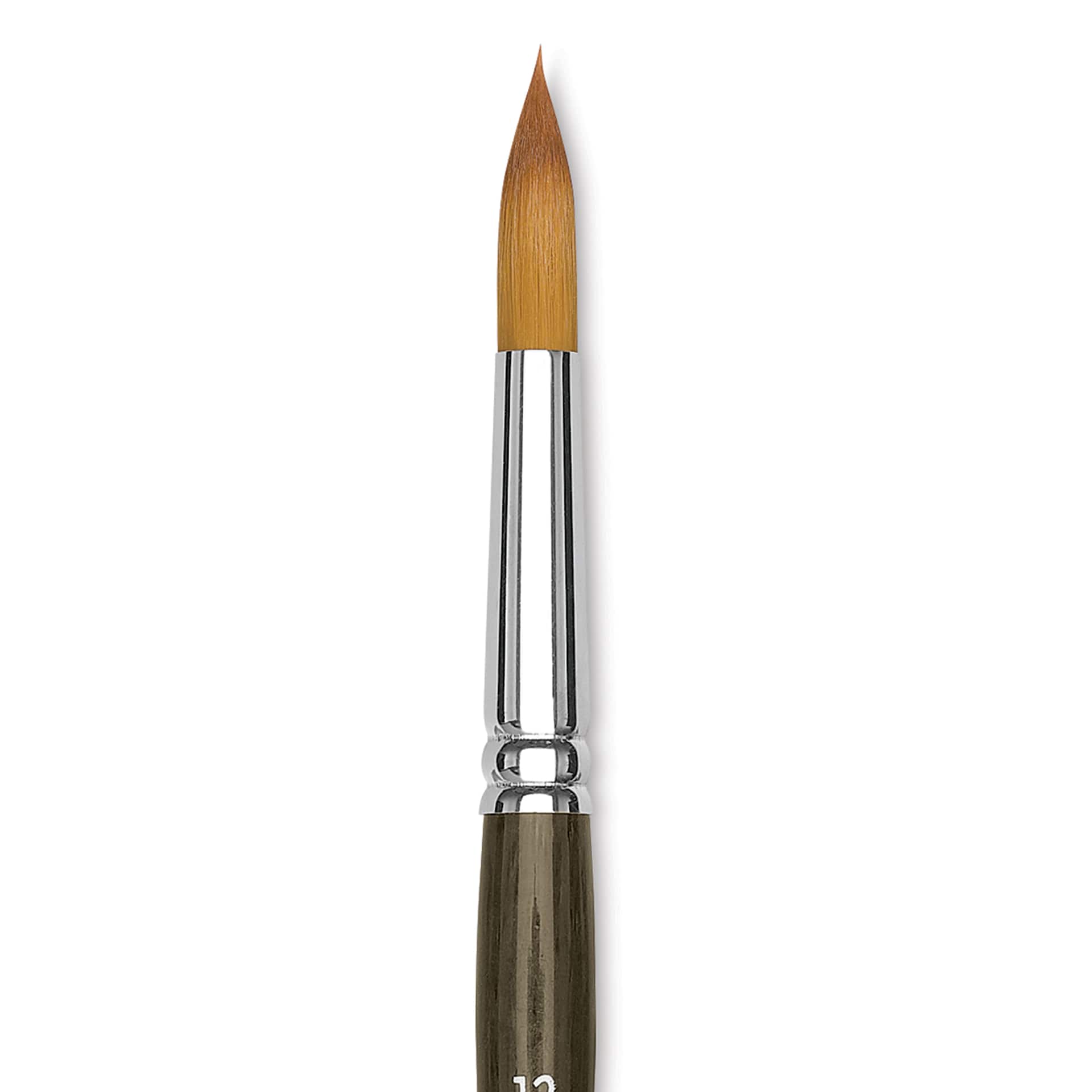 Blick Studio Short Handle Synthetic Brush - Round, Black Handle, Size 12, close up