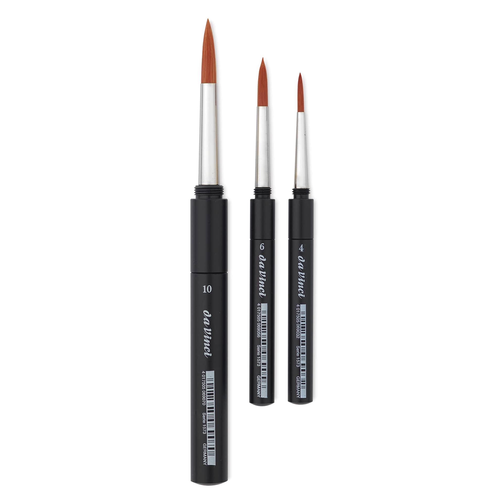 Da Vinci Cosmotop Spin Travel Brushes - Set of 3, brushes laid t