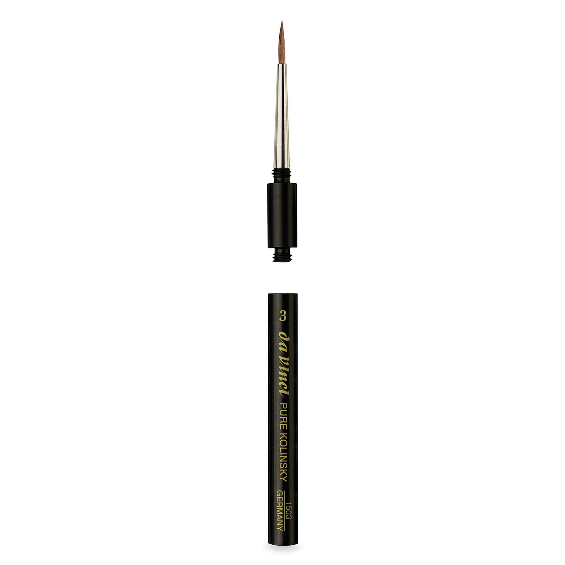 Da Vinci Maestro Kolinsky Brush - Travel Round, Short Handle, Size 3 brush separated from handle