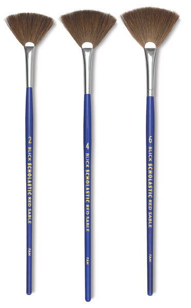 Blick Scholastic Red Sable Brushes - Fans, Short Handle