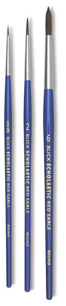 Blick Scholastic Red Sable Brushes - Rounds, Short Handle