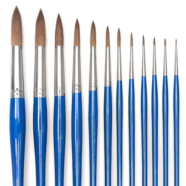 Blick Scholastic Ox Hair Brush Sets - Set of 12 Round Brushes shown upright